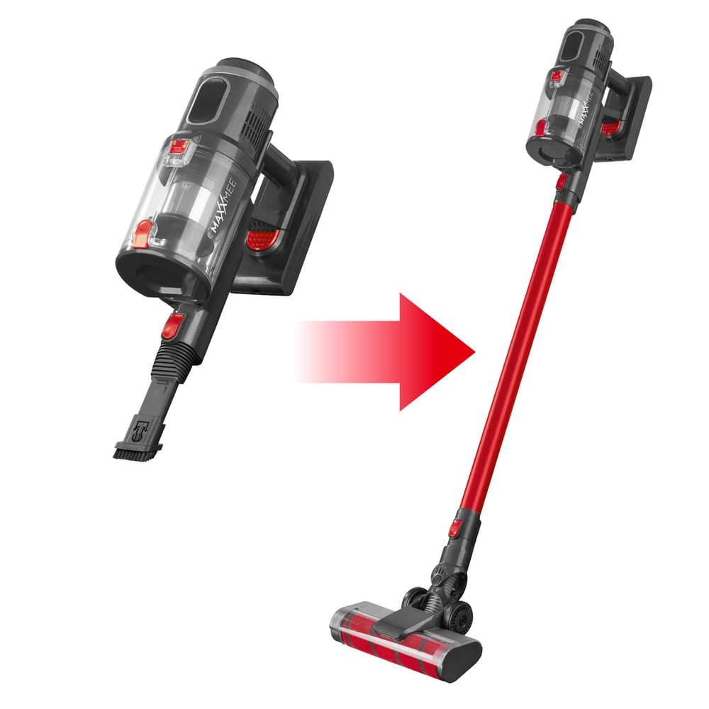 MAXXMEE Zyklon Hybrid Staubsauger Akku-Zyklon-Staubsauger PLUS - beutellos -, 160 W, beutellos, 60 Min. pure Saugkraft - 160W rot/grau