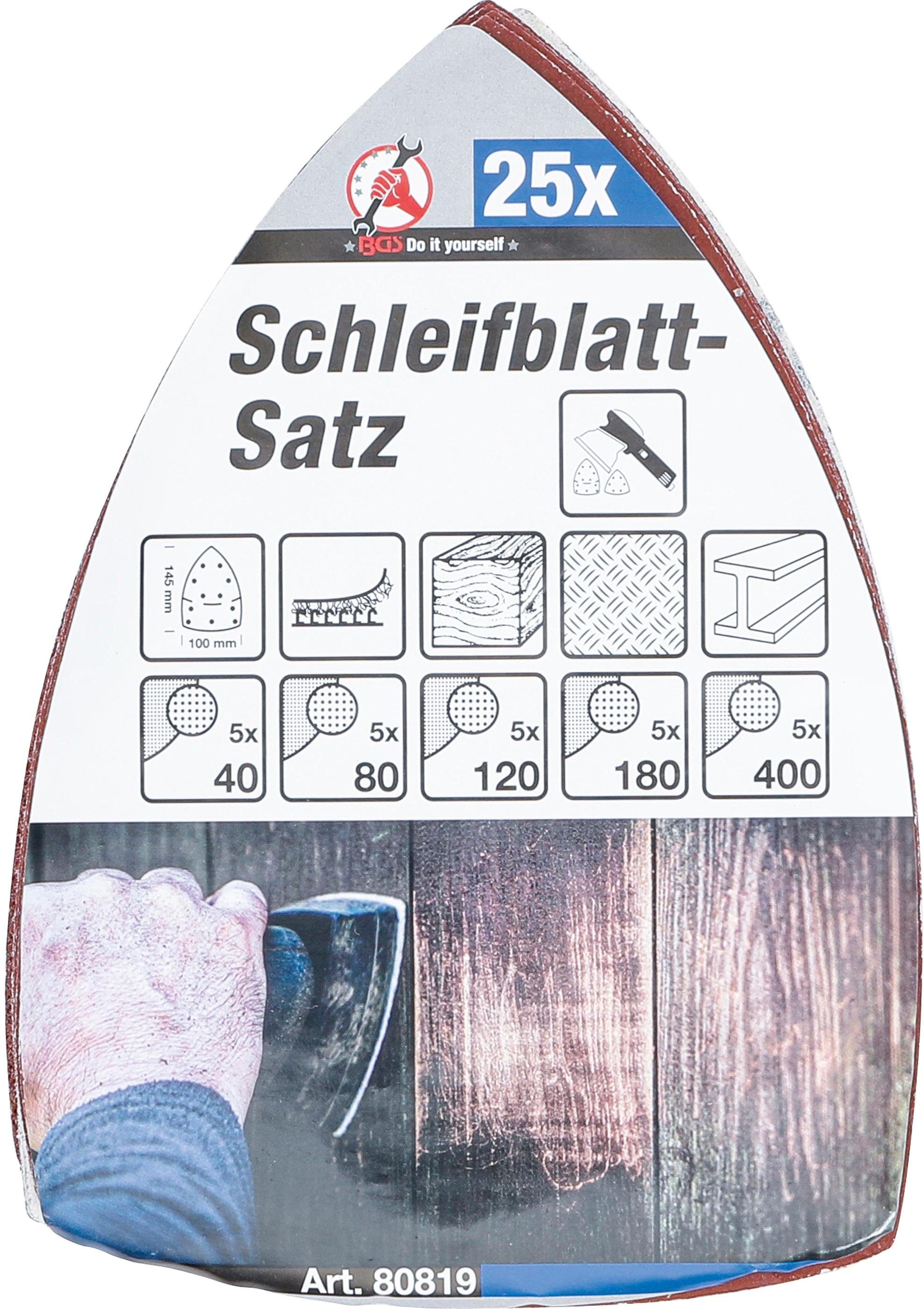 100 BGS Schleifblatt-Satz Multischleifer, mm, - 25-tlg. 400, für Feile technic 40 K x 145