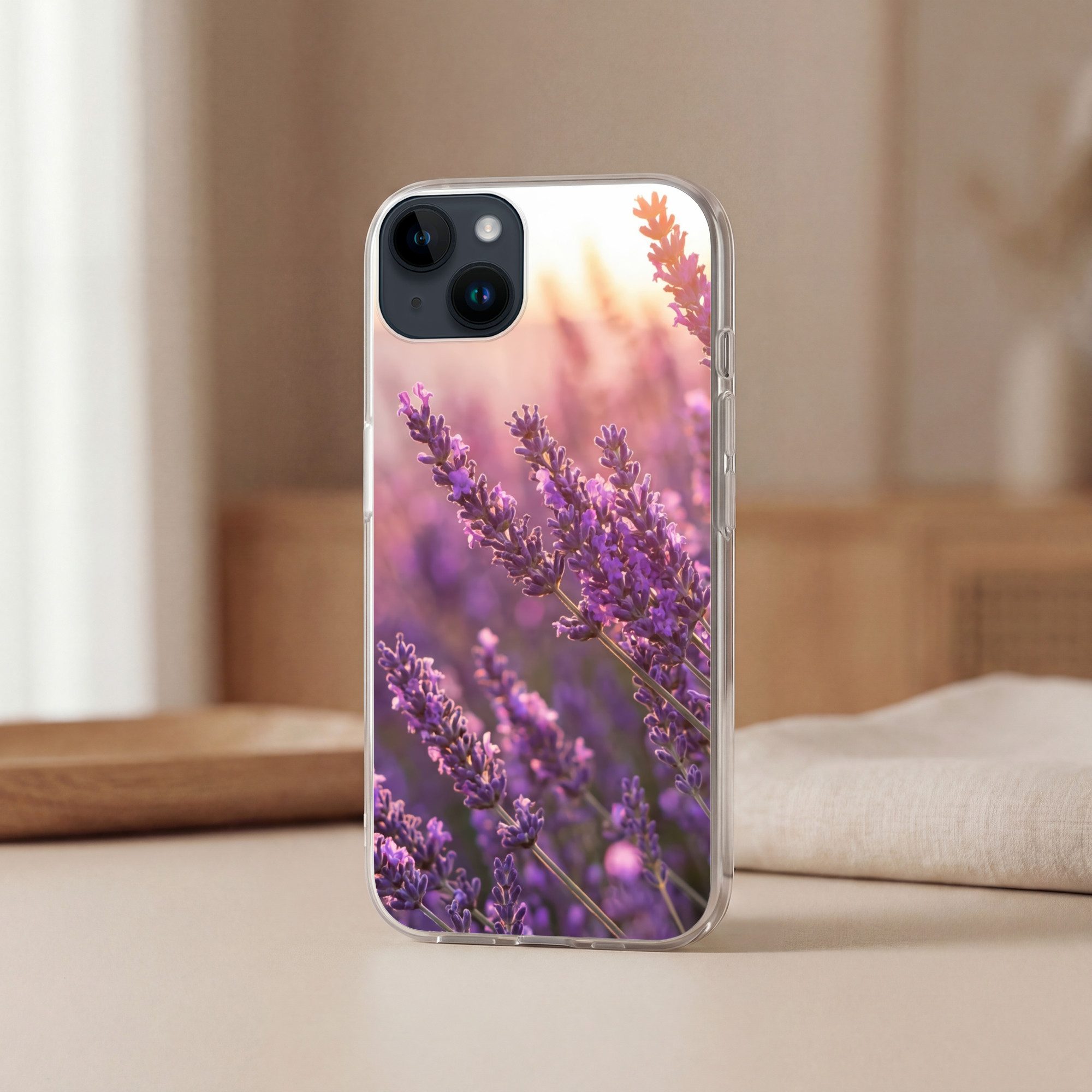 MuchoWow Handyhülle für Apple iPhone 14 Lavendel - Lila - Sonnenlicht, Smartphone-Bumper, Print, Handy Schutzhülle Dünn