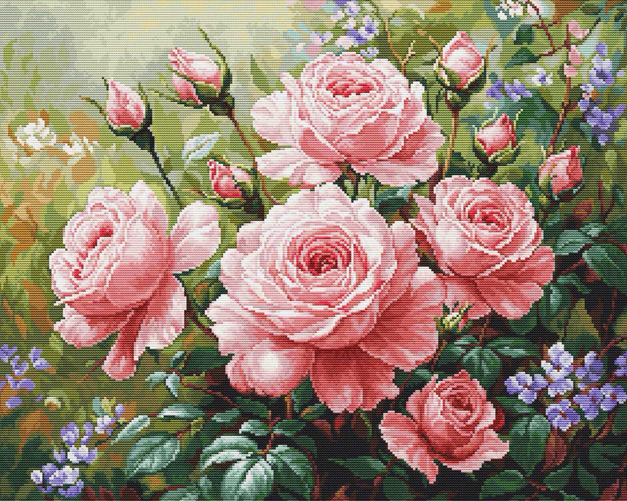 Luca-S Kreativset Luca-S Kreuzstich Stickpackung "Der Rosengarten", Zählmuster, 44x35..., (embroidery kit by Marussia)