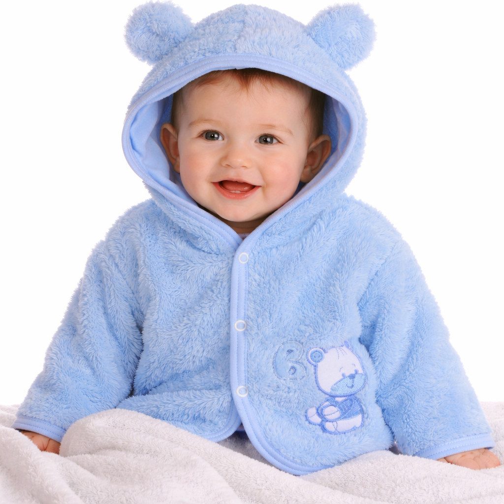 Fleecejacke Babyjacke BabyJacke Übergangsjacke für Neugeborene in Blau mit Bär