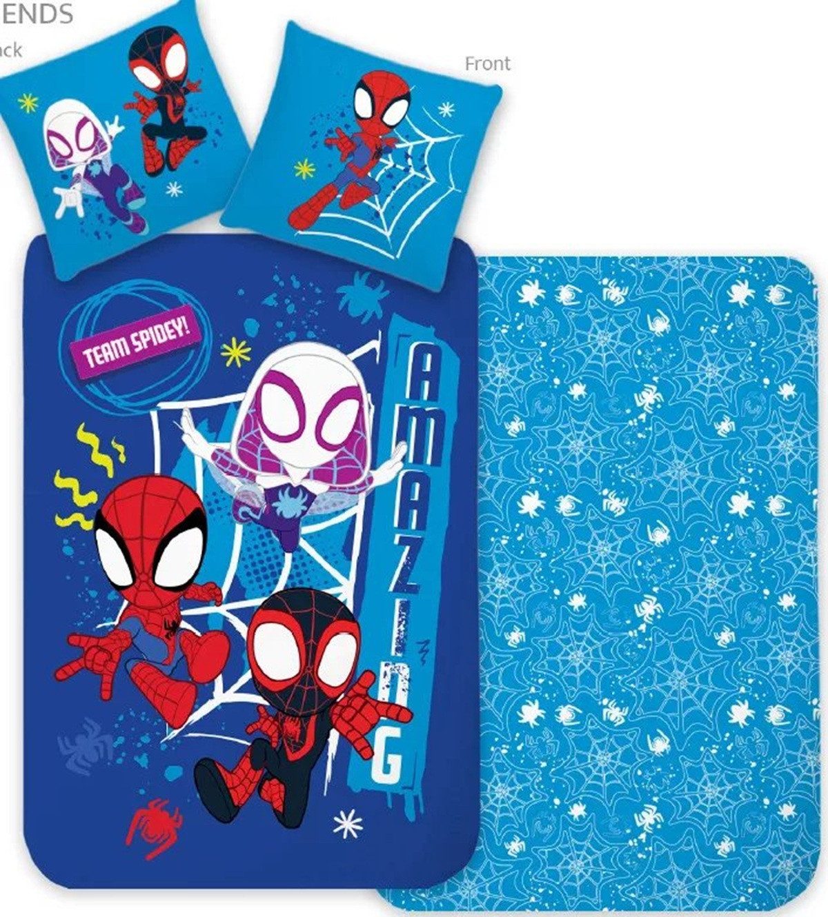 Spiderman Kinderbettwäsche Spiderman Team Spidey Kinder-Bettwäsche-Set 100x135 cm & 40x60 cm