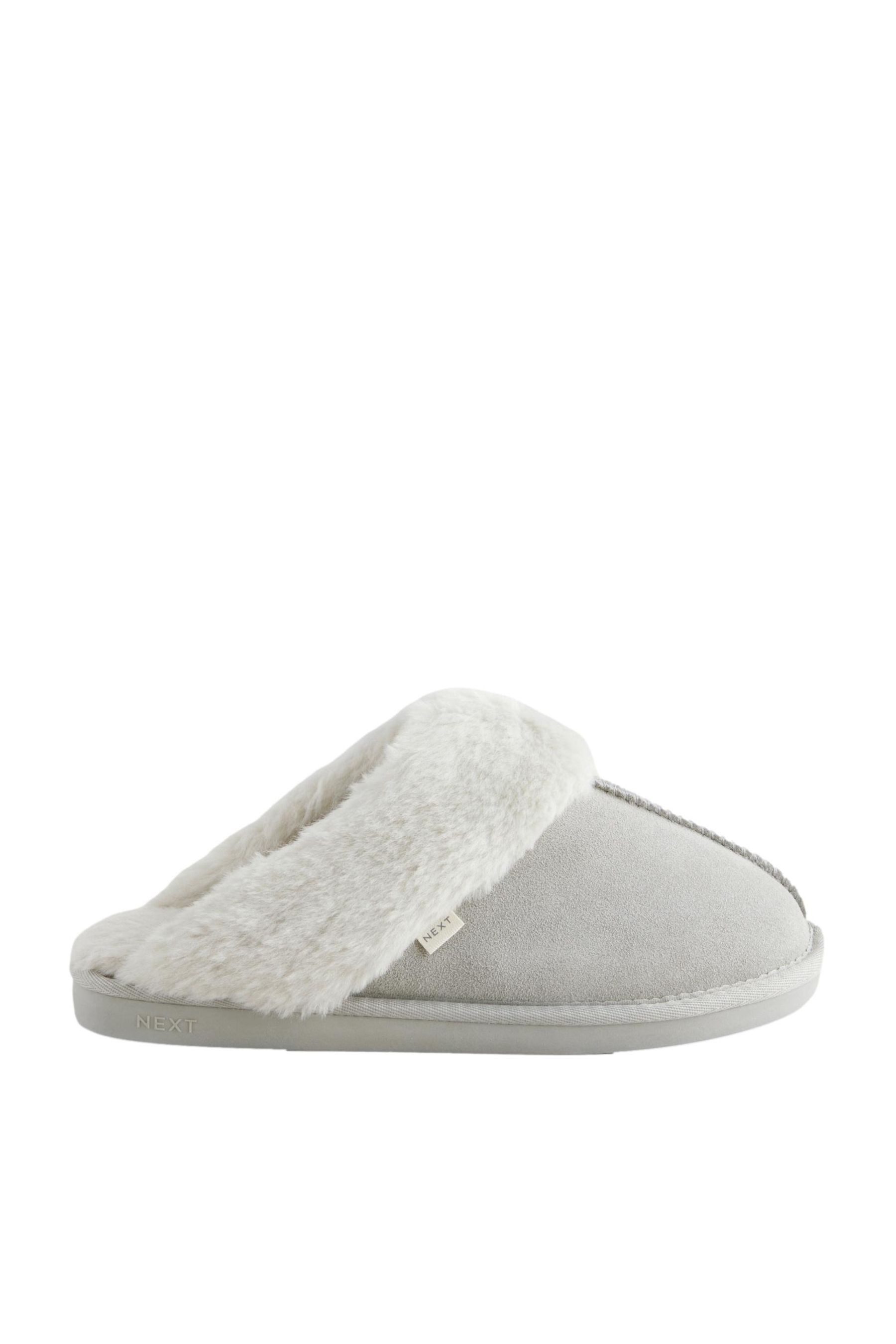 Next Veloursleder-Pantoffeln mit Kunstfell Hausschuh (1-tlg)
