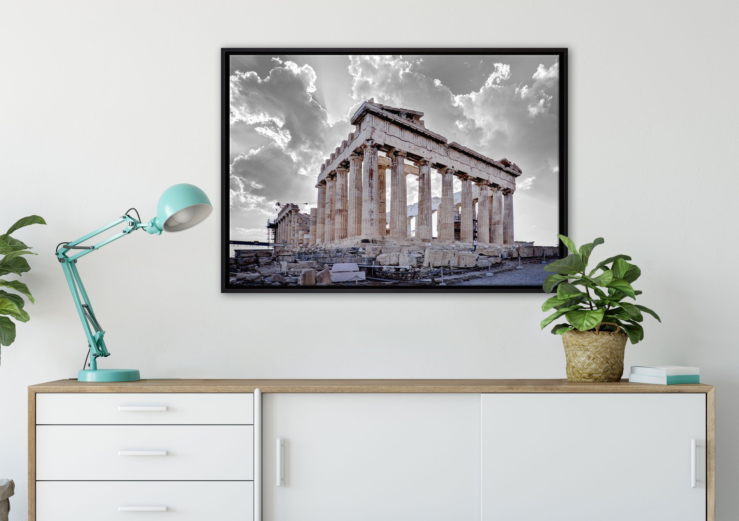 St), Akropolis Pixxprint in Athen, Leinwandbild in Zackenaufhänger bespannt, Propyläe einem Wanddekoration von fertig gefasst, inkl. (1 Leinwandbild Schattenfugen-Bilderrahmen