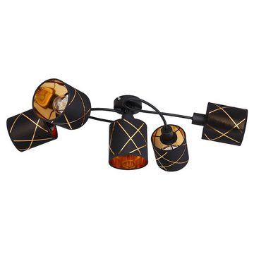 Globo LED Deckenspot, Leuchtmittel nicht inklusive, Deckenleuchte 5 flammig Deckenstrahler schwarz gold