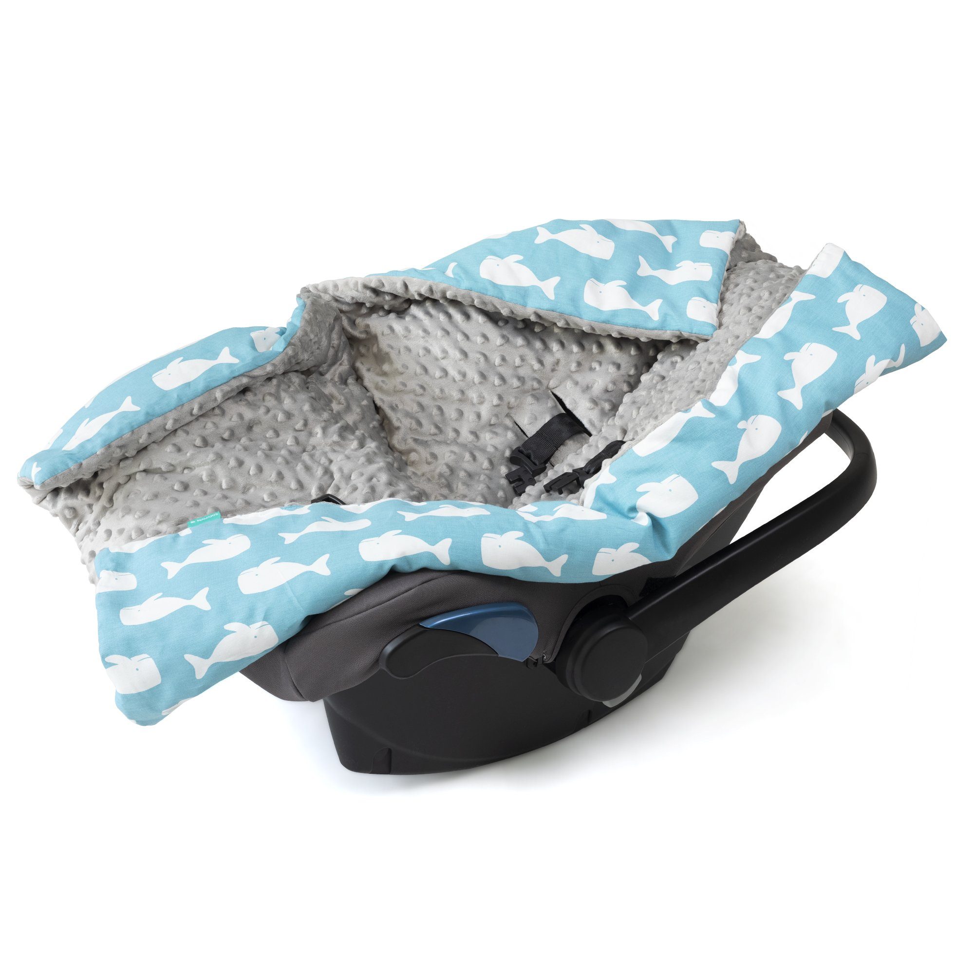 Einschlagdecke Decke für Babyschale - universal - Fußsack - Wal Design, Navaris