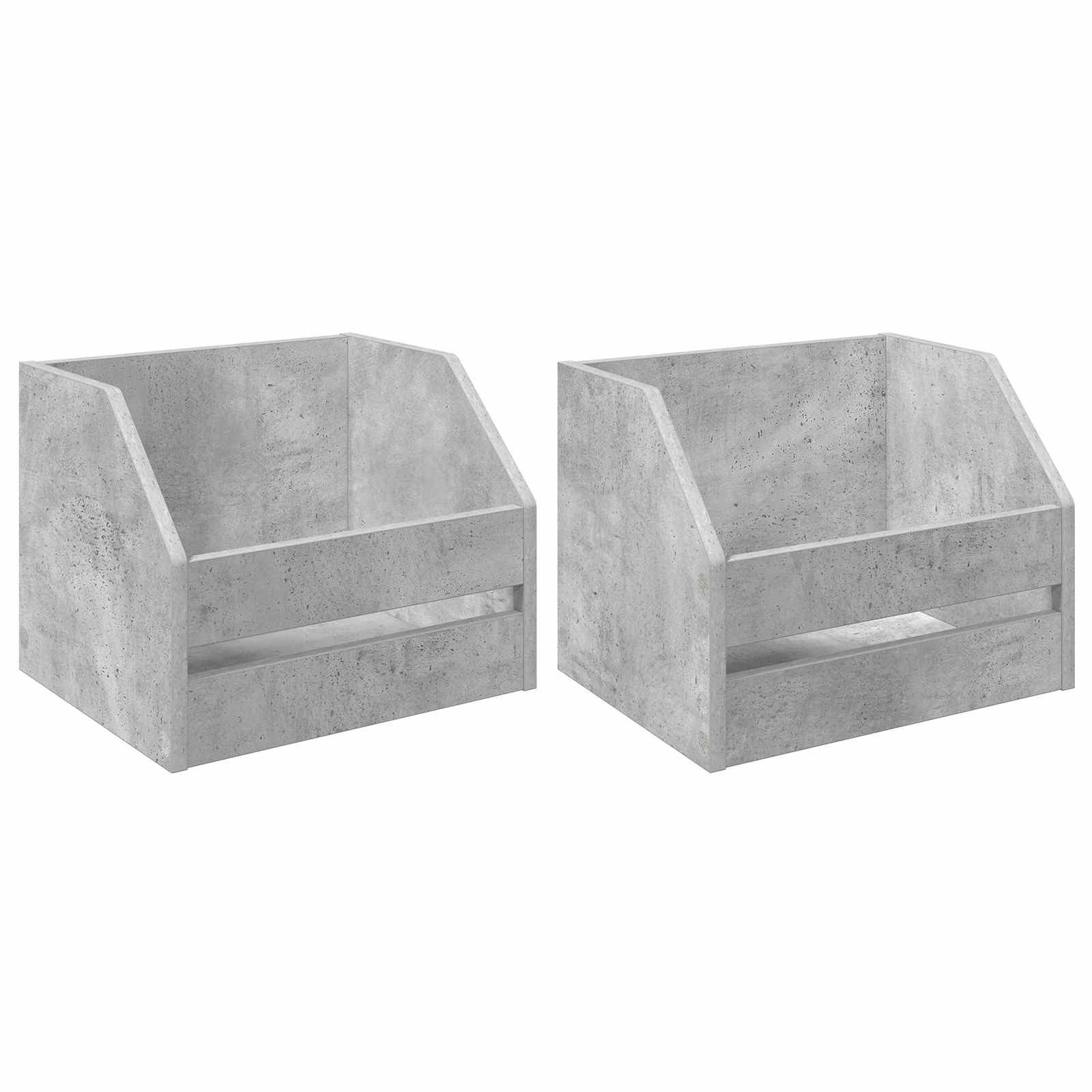 vidaXL Aufbewahrungsbox Vinyl Album Box 2 Stk. Betongrau 38 x 30 x 29 cm Holzwerkstoff (2 St)