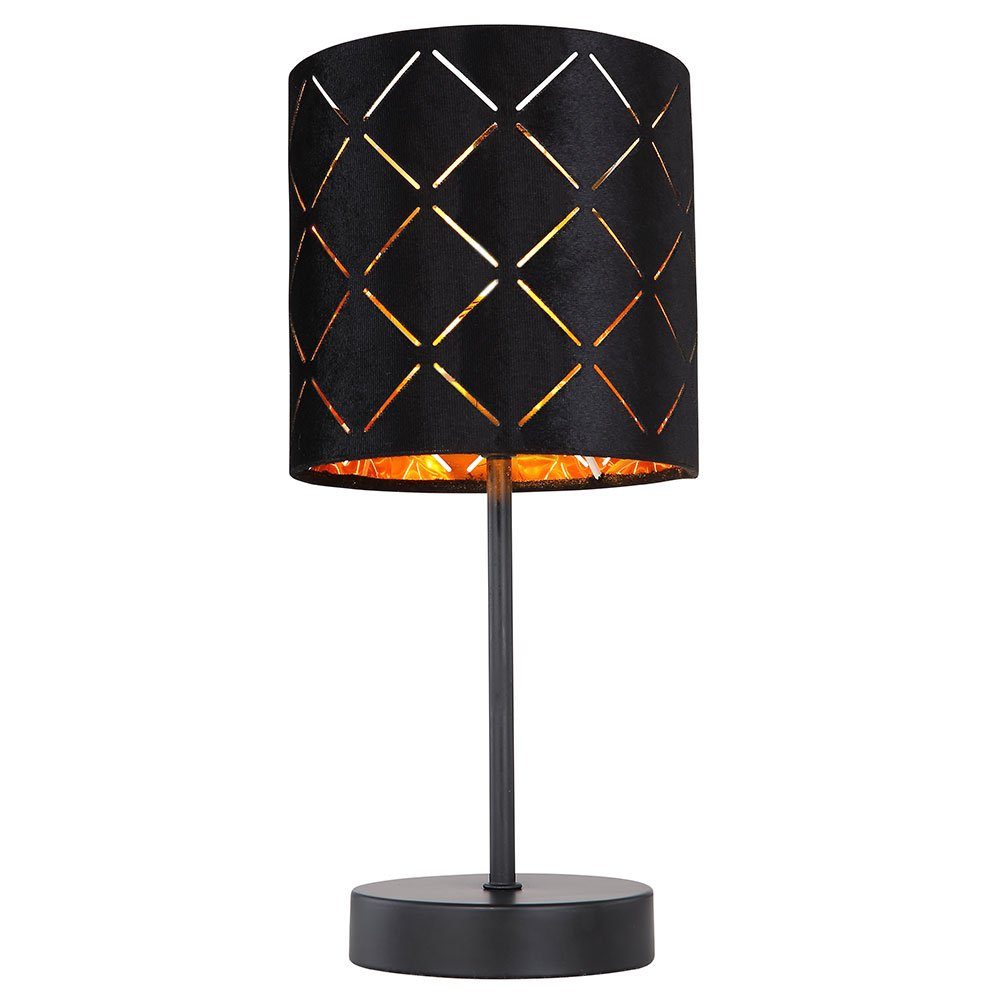 GLOBO LIGHTING Tischleuchte, Leuchtmittel nicht inklusive, Tischlampe Tischleuchte Nachttischlampe Samt schwarz Leselampe H 35 cm