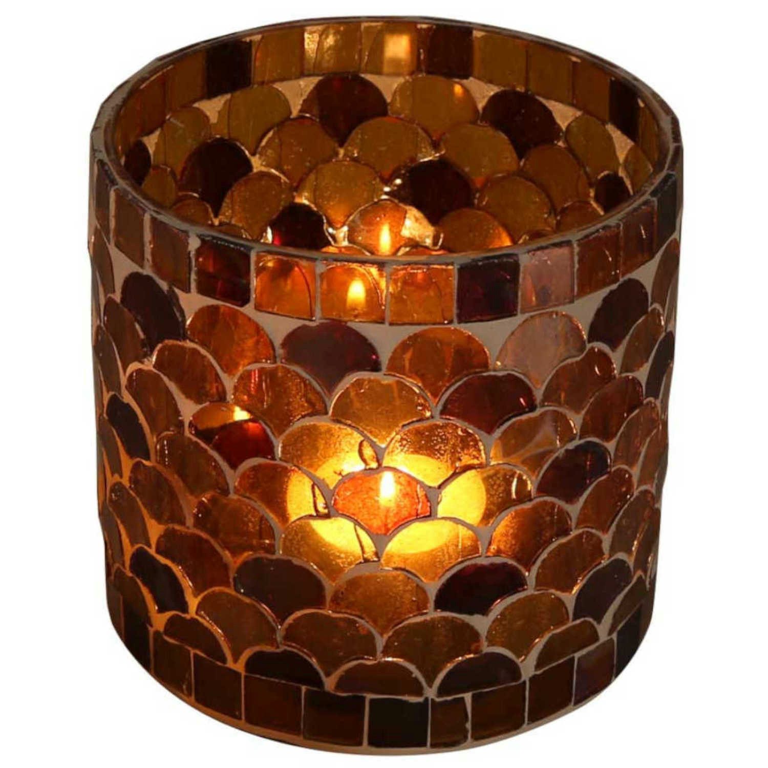Casa Moro Windlicht Orientalisches Mosaik Windlicht Athen Gelb aus Glas handgefertigt (Boho Teelichthalter Kerzenständer Kerzenhalter, Glaswindlicht in den Größen S und M oder 2er Set bestellbar), Ostern Tisch Deko Geschenk Idee Muttertag