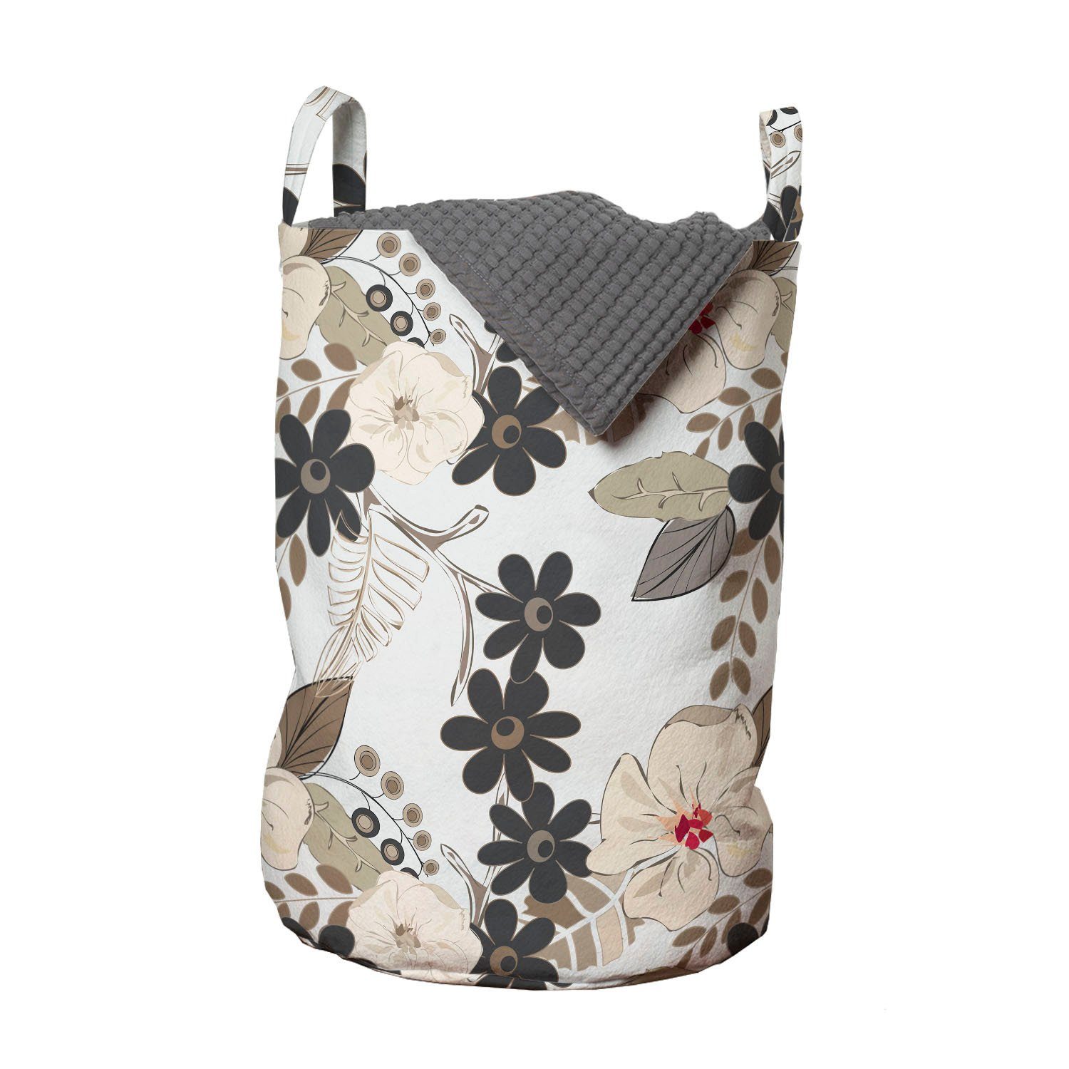 Abakuhaus Wäschesäckchen Wäschekorb mit Griffen Kordelzugverschluss für Waschsalons, Blumen Exotische tropische Blütenblätter | Wäschesäcke