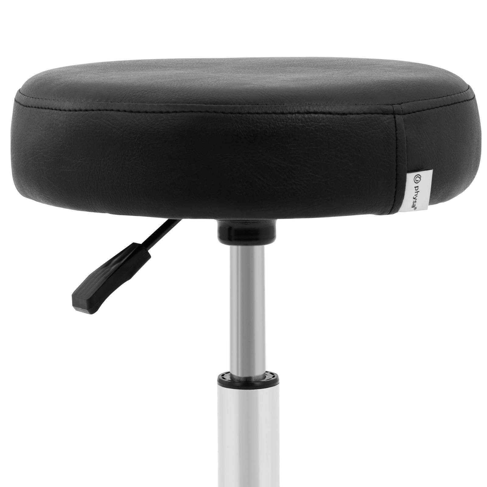 Physa Drehhocker Rollhocker 120 kg Arbeitsstuhl Drehstuhl höhenverstellbar schwarz, Schwarz – Bild 2 von 4