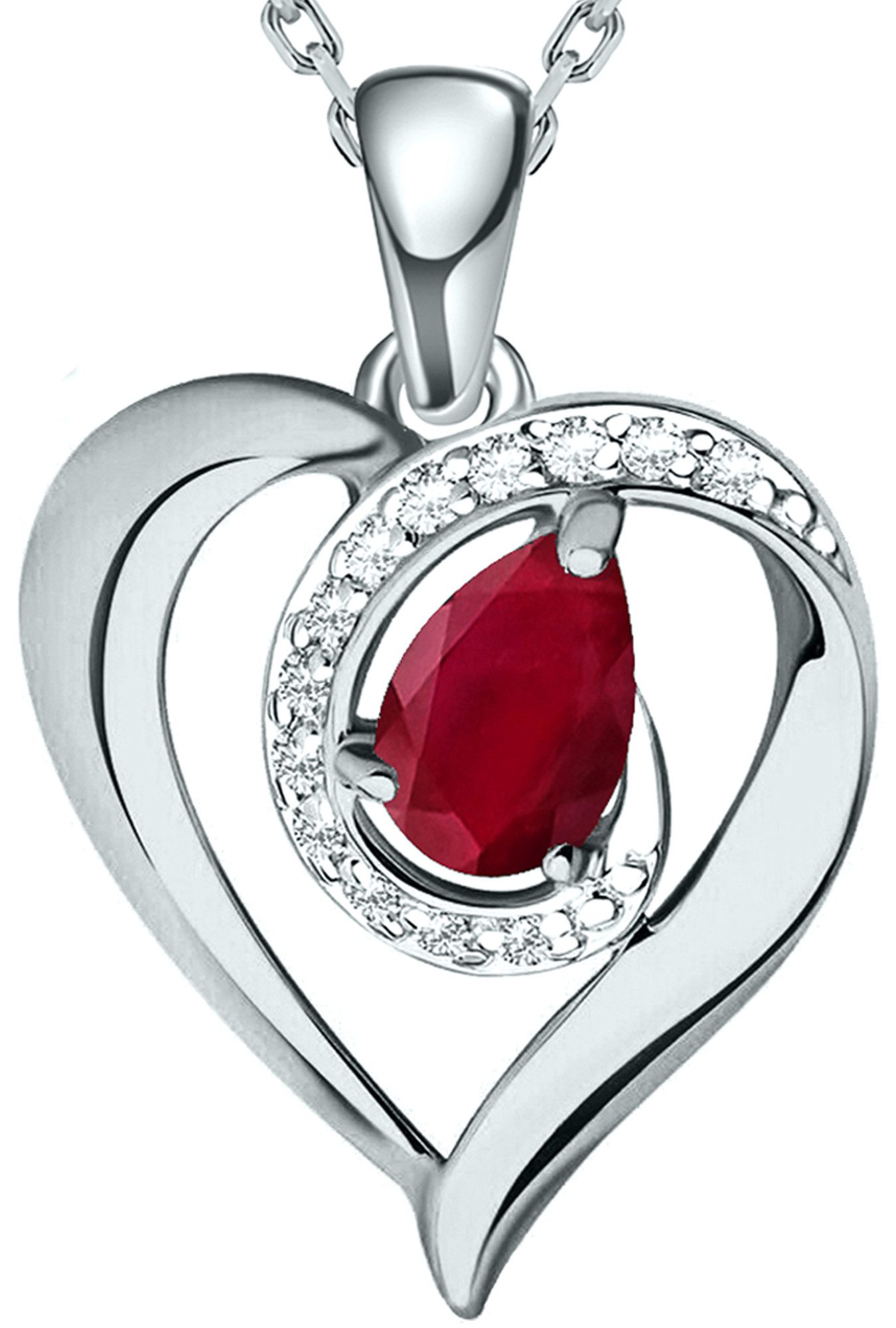 Limana Herzkette echter Rubin rot 925 Silber Silberkette Damenkette Halsket günstig online kaufen