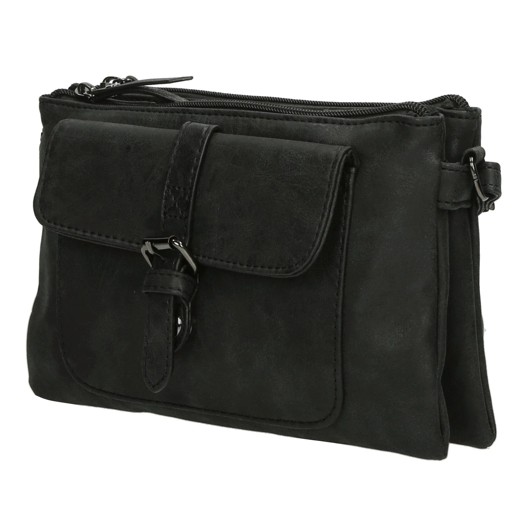 Christian Wippermann Umhängetasche Damen Tasche Schultertasche Umhängetasche Crossover Bag (1 tlg), Leder Optik Handtasche Schwarz