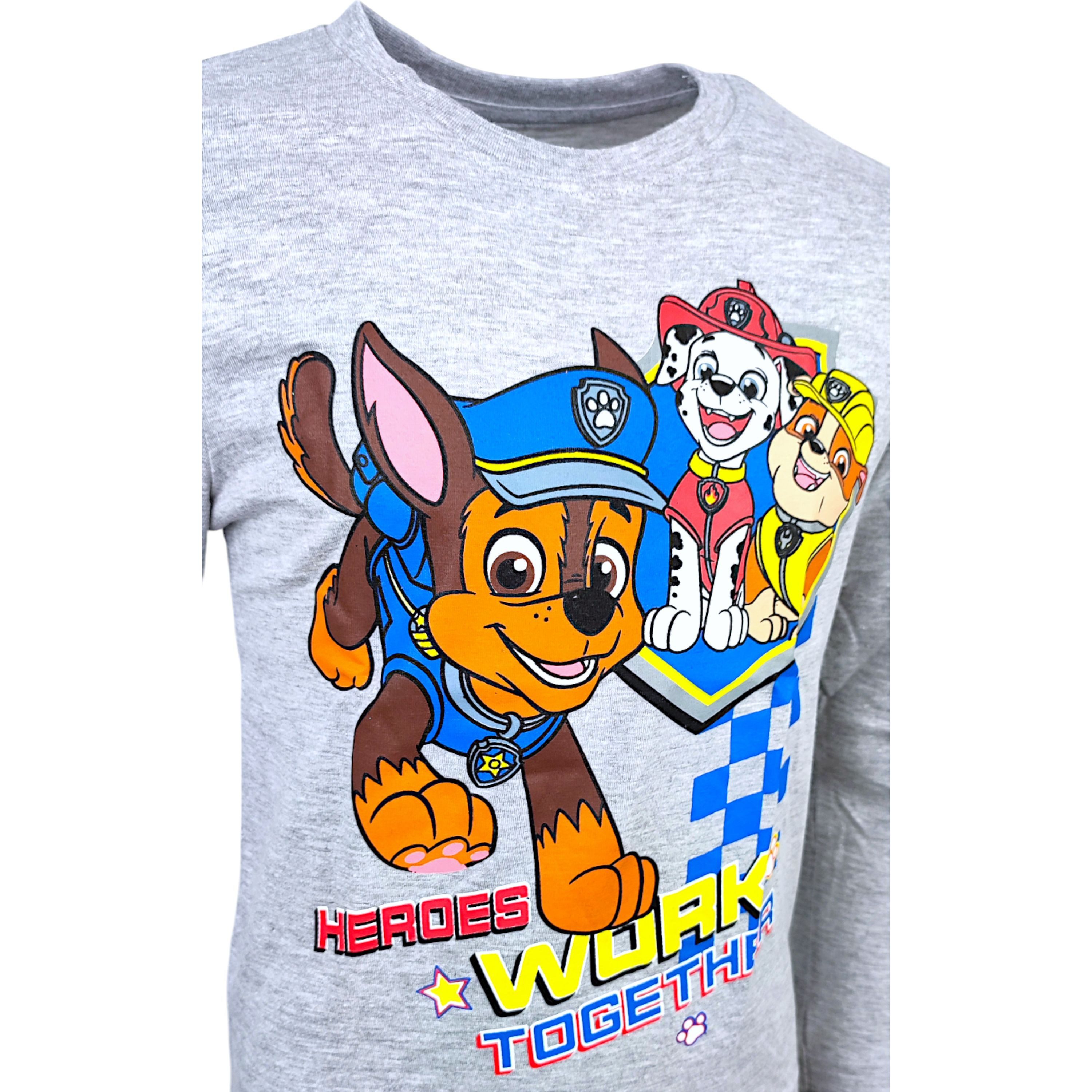 PAW PATROL Langarmshirt Chase, Marshall, Rubble Jungen Shirt aus Baumwolle Gr. 98 - 128 cm