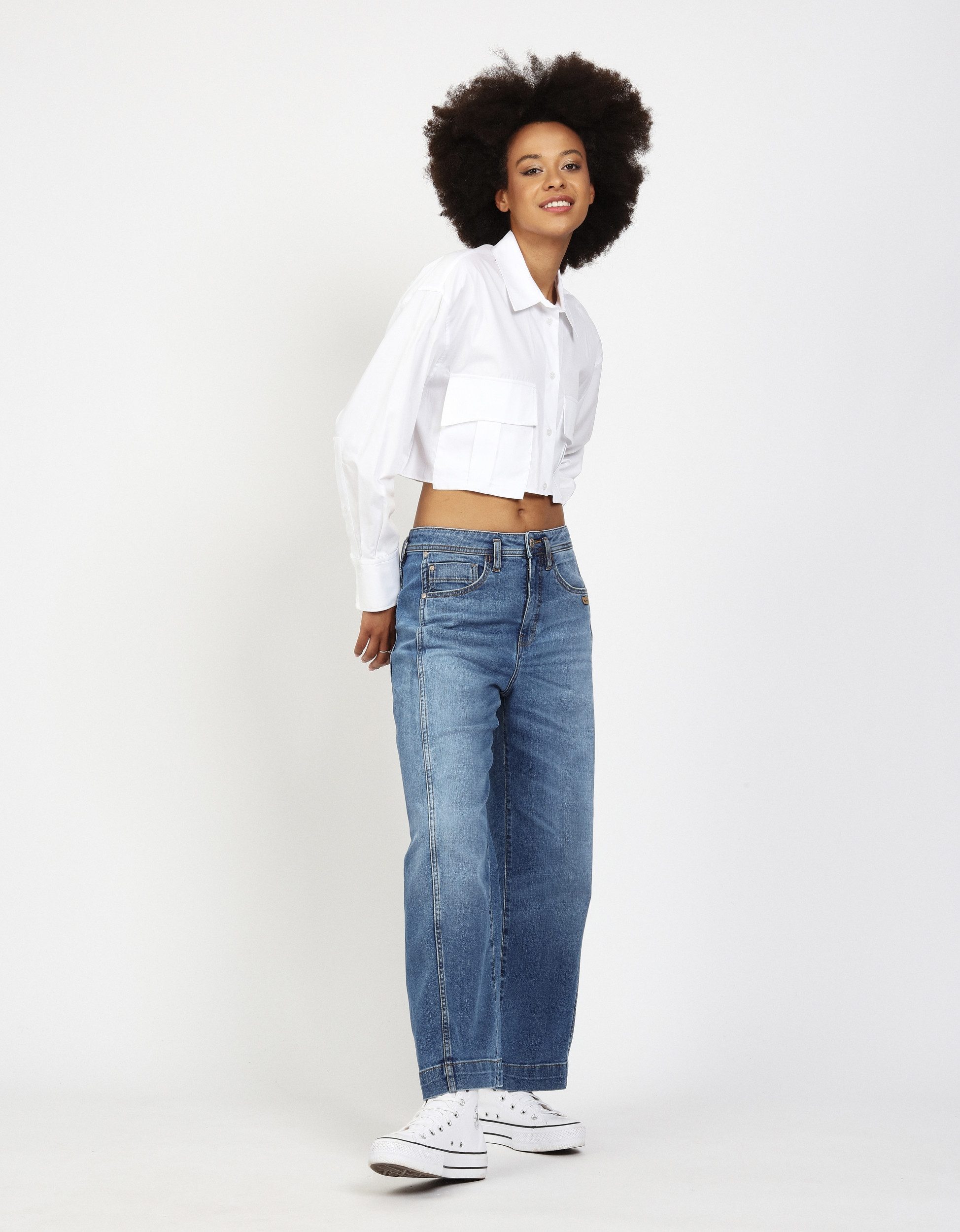 GANG Gerade Jeans - 94SINA - Damen Baggy Jeans - Wide Leg Jeans - Loose Fit Denim - High