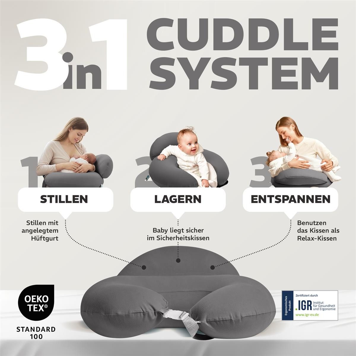 SEI Design Stillkissen Stillkissen mit verstellbarem Hüftgurt, entlastet Schultern und Nacken, mit Sicherheitsgurt, zusätzliches Kissen als Barriere – Bild 5 von 5
