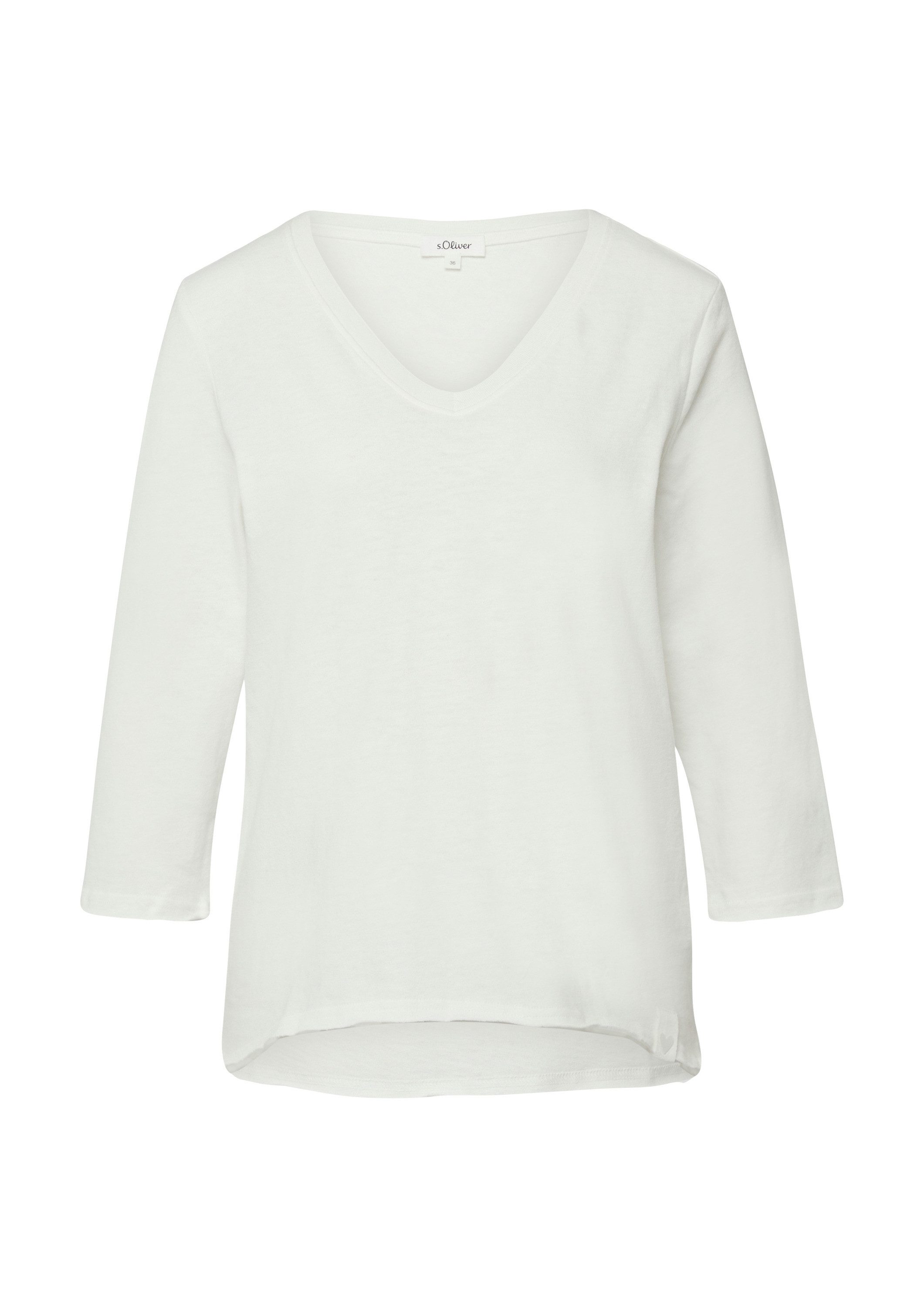 s.Oliver 3/4-Arm-Shirt T-Shirt Jersey-T-Shirt mit Flammgarnstruktur und ger günstig online kaufen