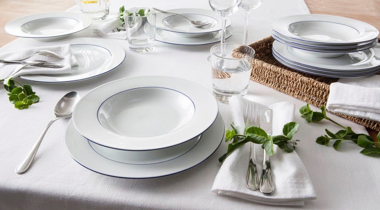 Retsch Arzberg Tafelservice Teller Set, Geschirr-Set Heike Blaurand (12-tlg), 6 Personen, Porzellan, Made in Germany, 12 Teile, für 6 Personen