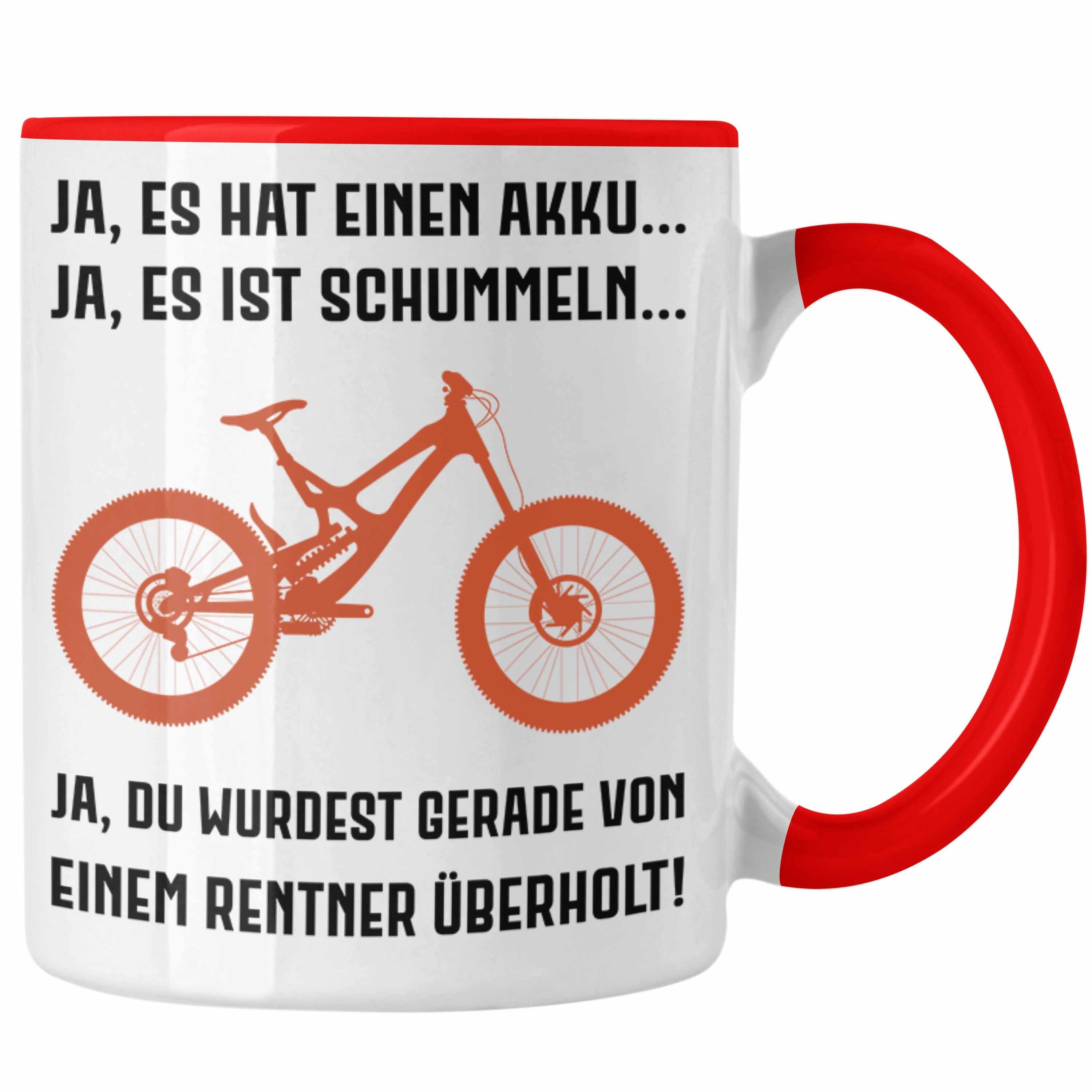 Trendation Tasse Trendation - Elektrofahrrad Sprüche Tasse Geschenk Ebike Rot Lustige Geschenke Rentnerin Spruch Kaffeetasse E-Bike Rentner mit