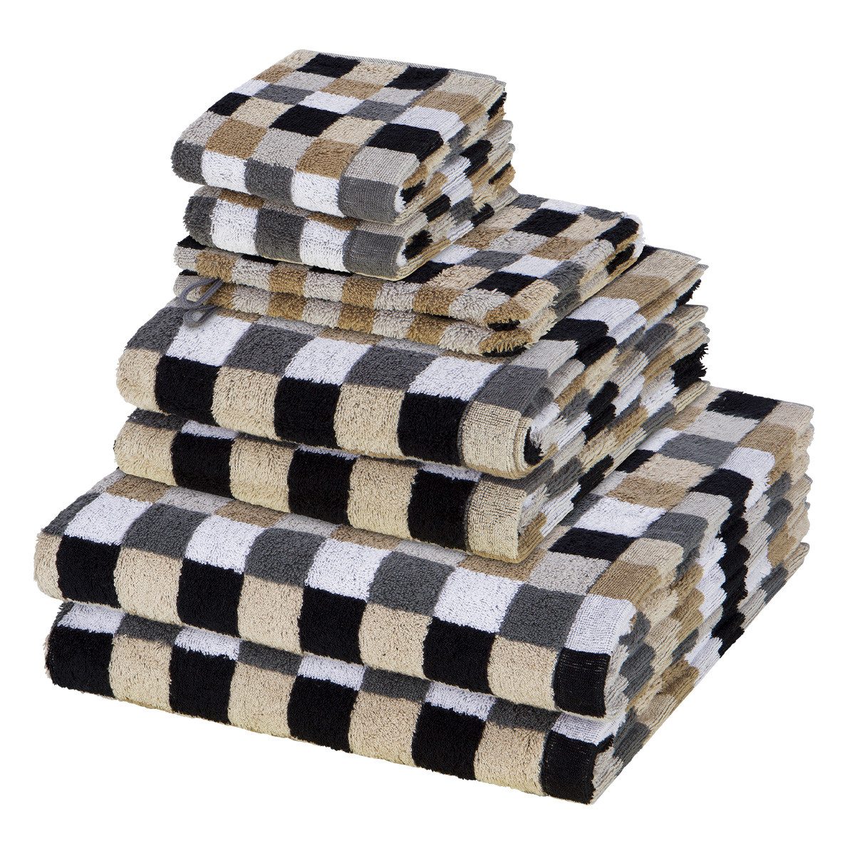 Cawö Handtuch Set Lifestyle, Walkfrottee (Spar-Set, 8-St), 2 X Wasch- 2 X Gäste- 2 X Dusch- 2 X Handtuch im Set - Baumwolle