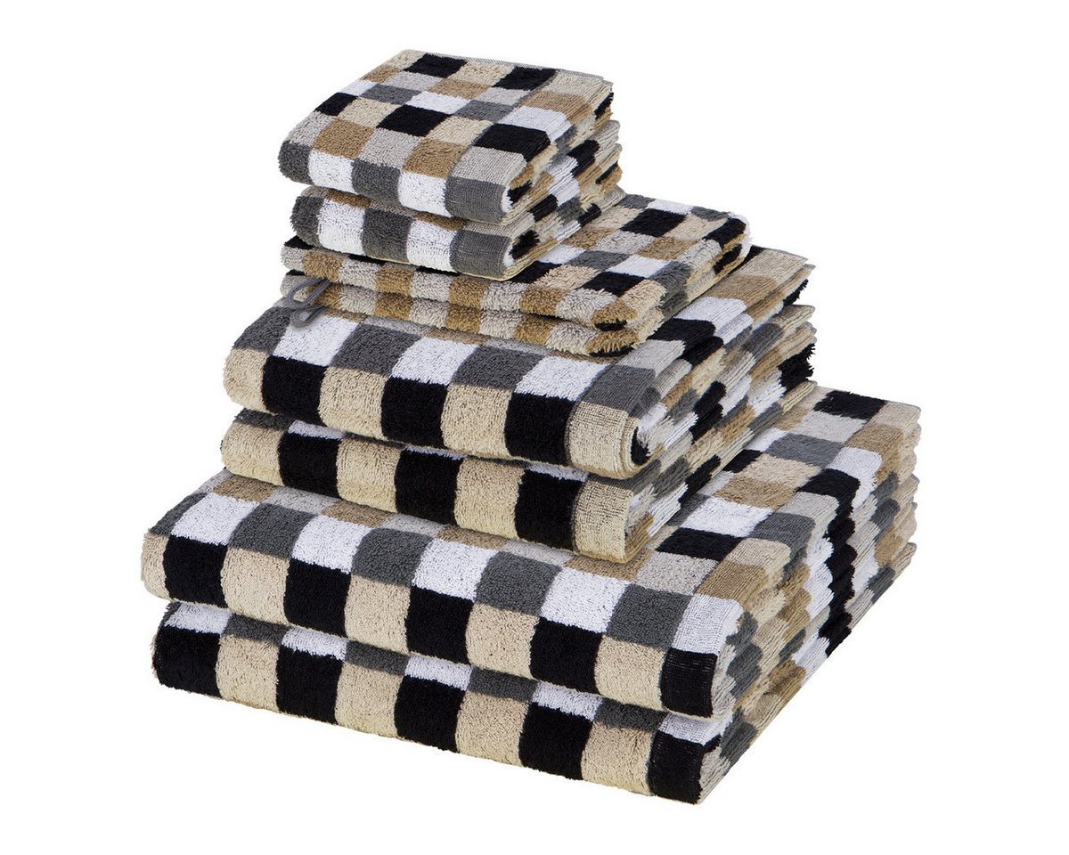 Cawö Handtuch Set Lifestyle, Walkfrottee (Spar-Set, 8-St), 2 X Wasch- 2 X Gäste- 2 X Dusch- 2 X Handtuch im Set - Baumwolle