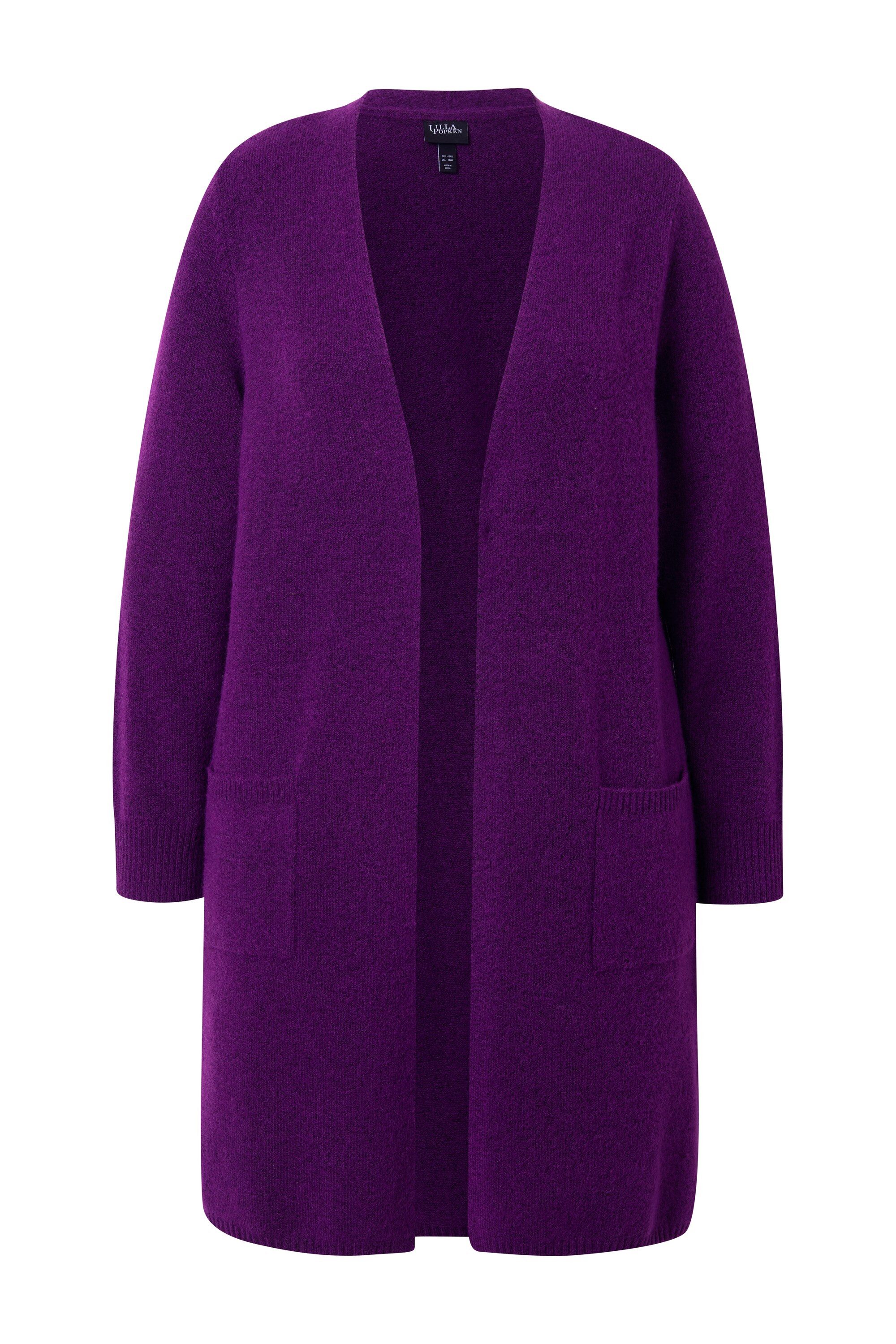 Strickjacke Long-Strickjacke offene Form V-Ausschnitt