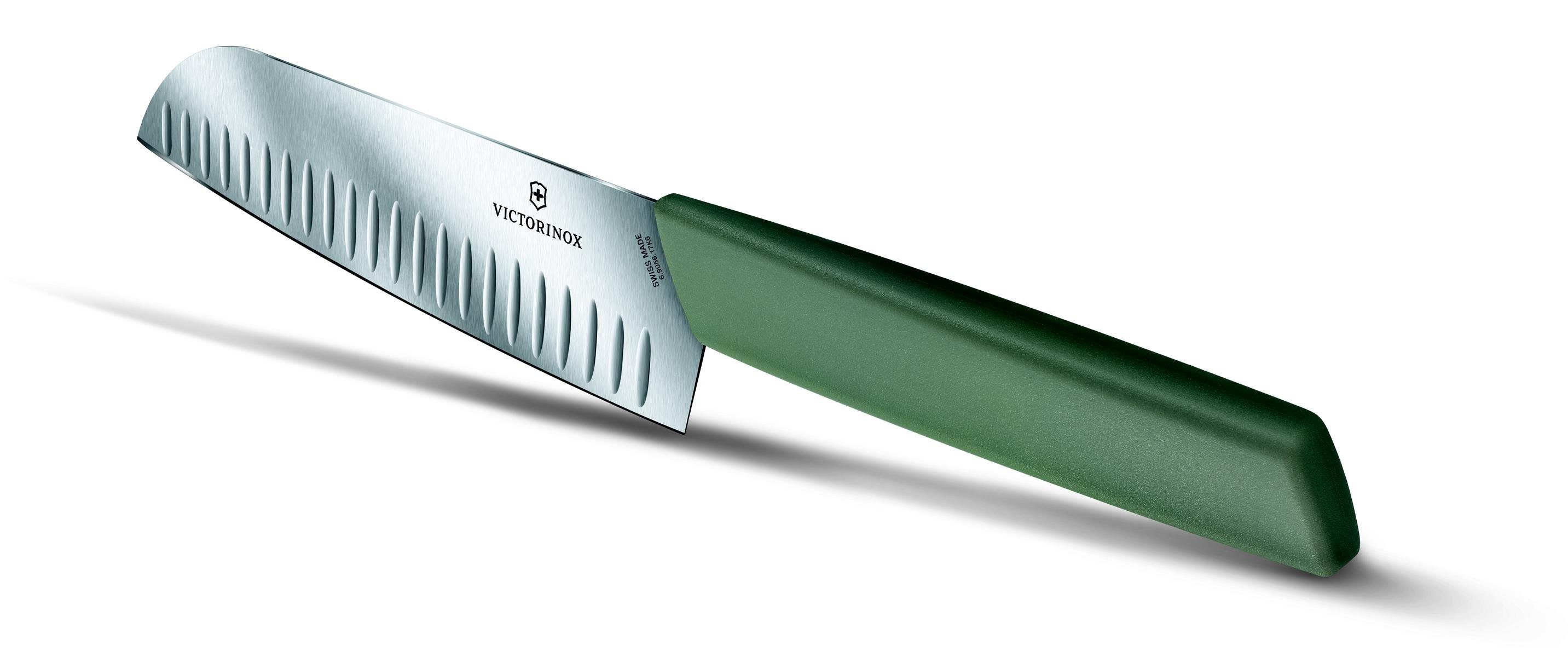 17cm, olive, Swiss Blister Kullenschliff, Santokumesser, Victorinox Taschenmesser Modern