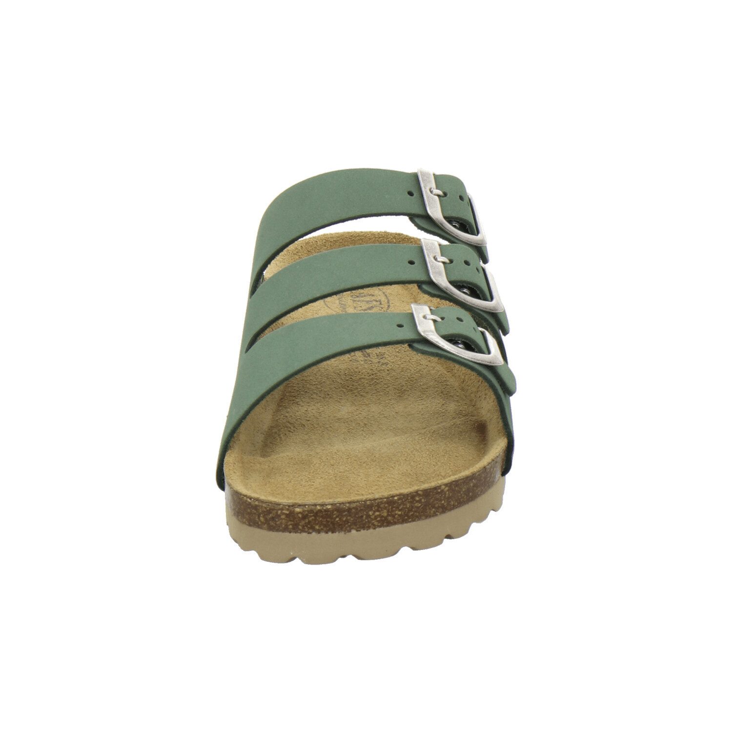 AFS-Schuhe 213369 Dreischnaller Pantolette für Damen mit Fußbett, bequeme Sandalen aus Leder