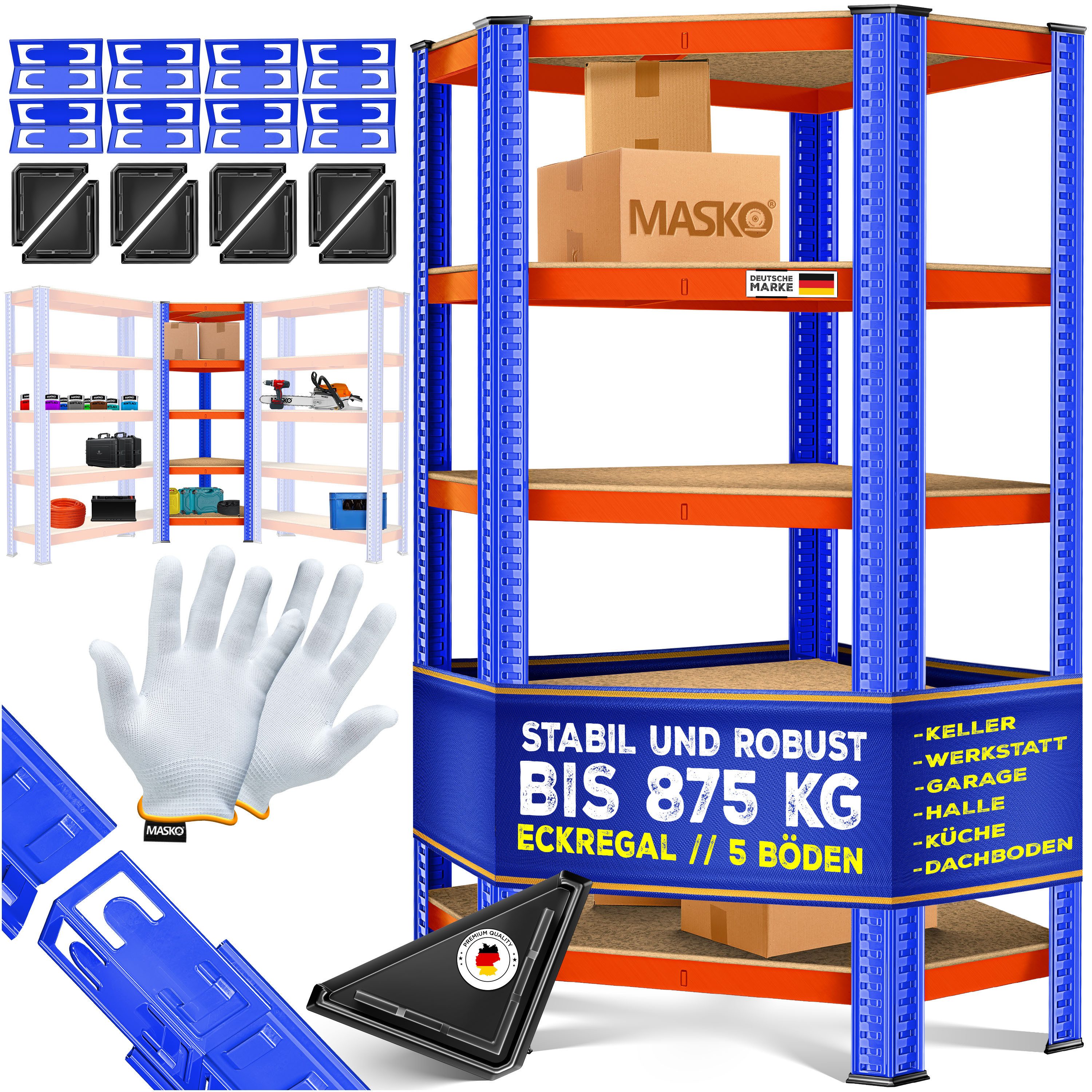MASKO Schwerlastregal, Eckregal Lagerregal Schwerlastregal, Kellerregal, 18 günstig online kaufen