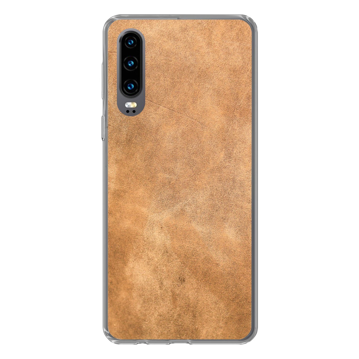 MuchoWow Handyhülle für Huawei P30 Leder - Strukturiert - Lederoptik - Braun, Handy Case, Silikon, Bumper Case Dünn