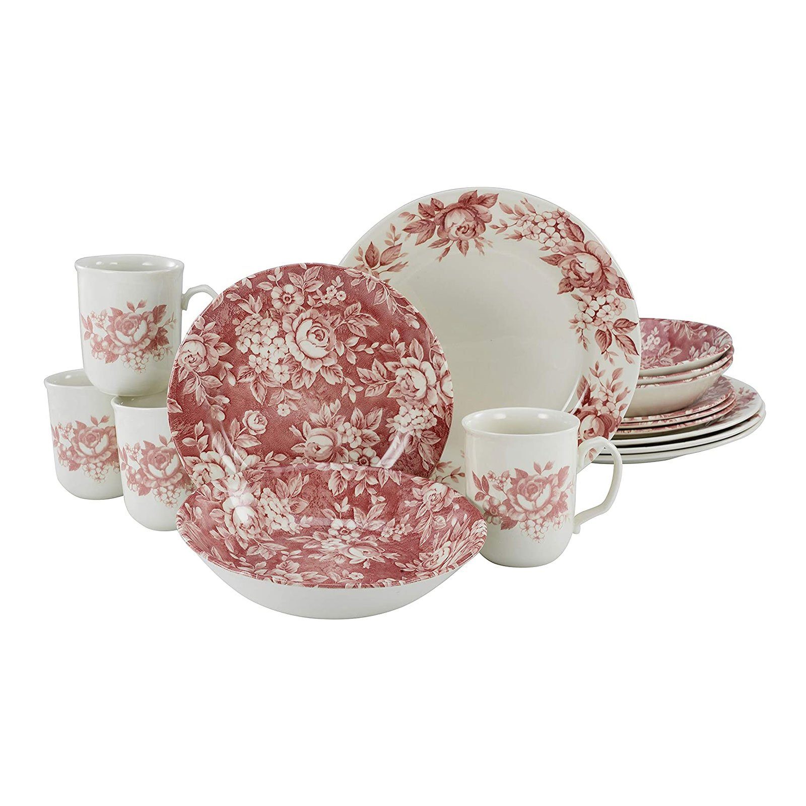 teilig Splendor CreaTable Kombiservice (16-tlg), CreaTable 4 Steingut 22259 Personen, rot Tafelservice Serie 16