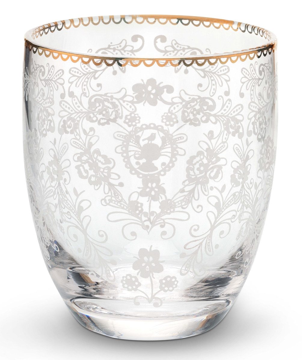 PiP Studio Glas Floral Clear Wasserglas 0,28 l, Glas, Water Glass Floral 280ml