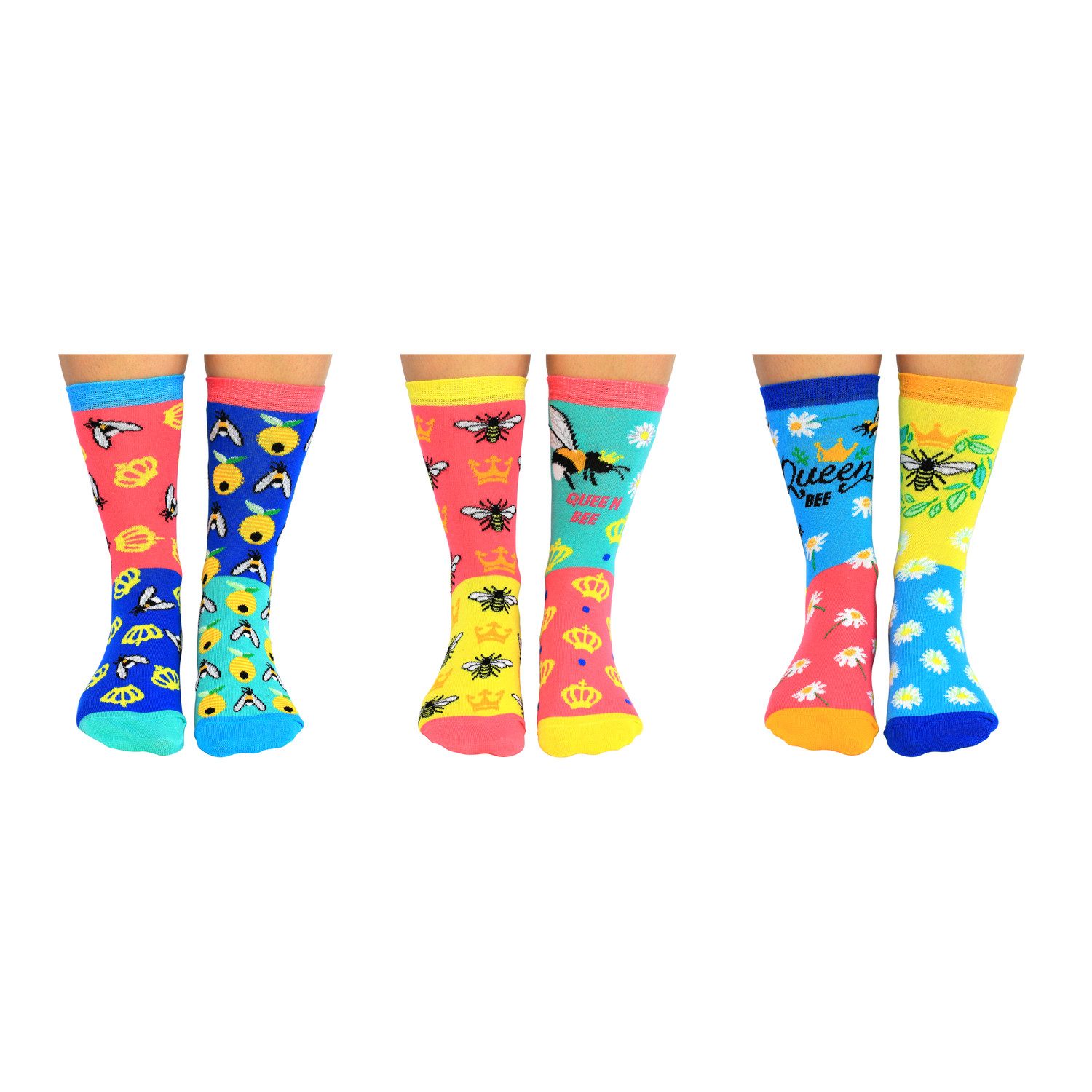 United Oddsocks Freizeitsocken Bee Yourself Bienen Oddsocks Socken in 37-42 im 6er Set