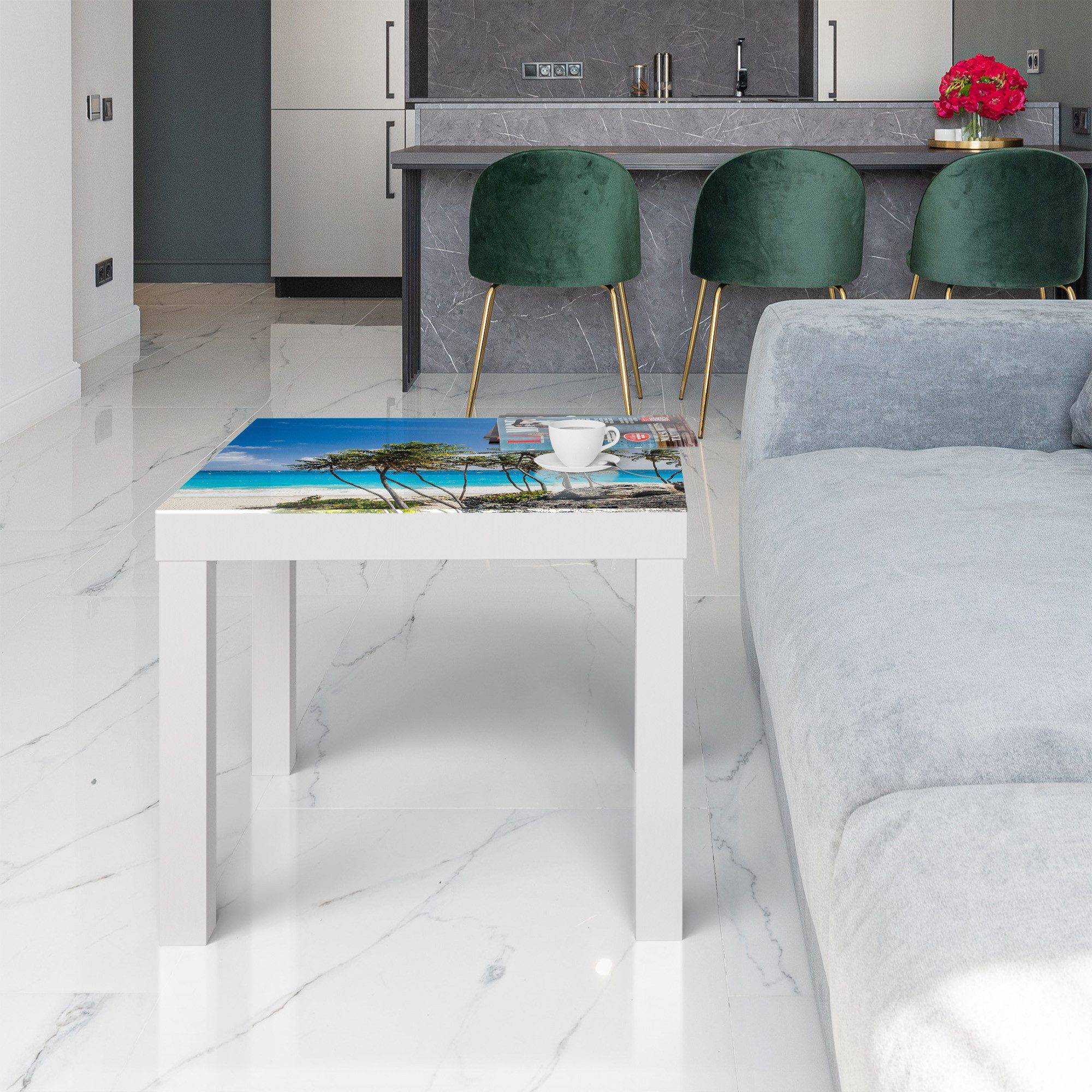 DEQORI Couchtisch 'Tropenparadies', Glas Beistelltisch Glastisch modern