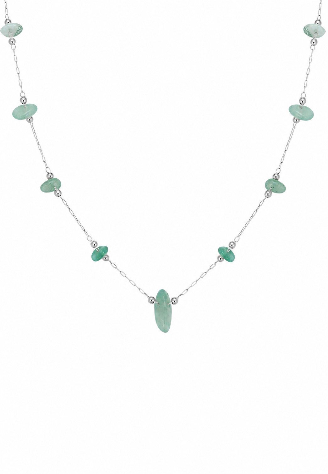 Hey Happiness Charm-Kette Green Aura, mit grünen Steinchen, Elegante Grüne Sommer Boho Damen Halskette, für Layering