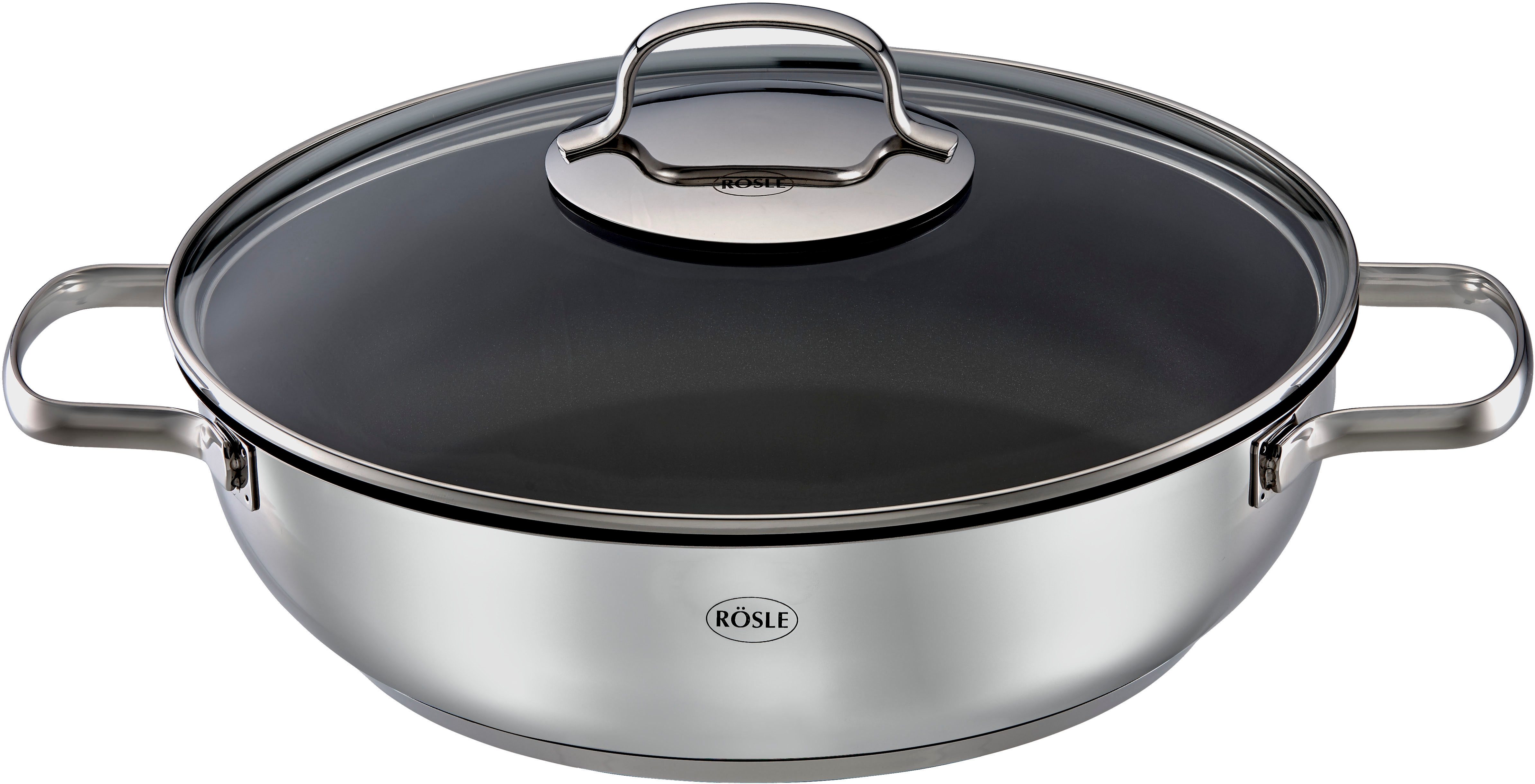 RÖSLE Servierpfanne ELEGANCE ProCera, Edelstahl 18/10 (1-tlg), natürliche Quarzversiegelung ohne PTFE/PFAS, Induktion