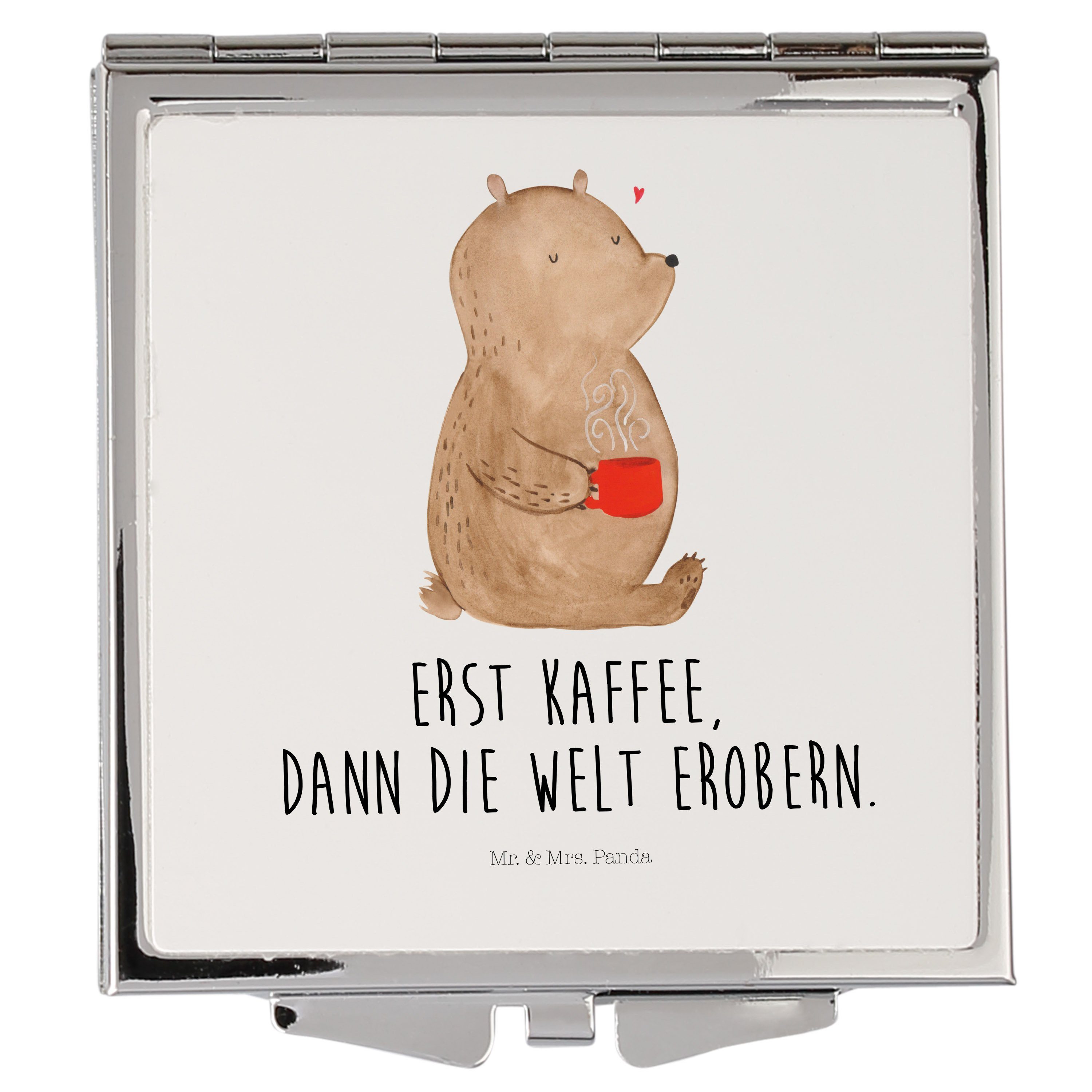 schminken, (1-St) Geschenk, - Welt Teddy, Mrs. retten, & Mr. Kosmetikspiegel Weiß Bär Panda Kaffee silber, -