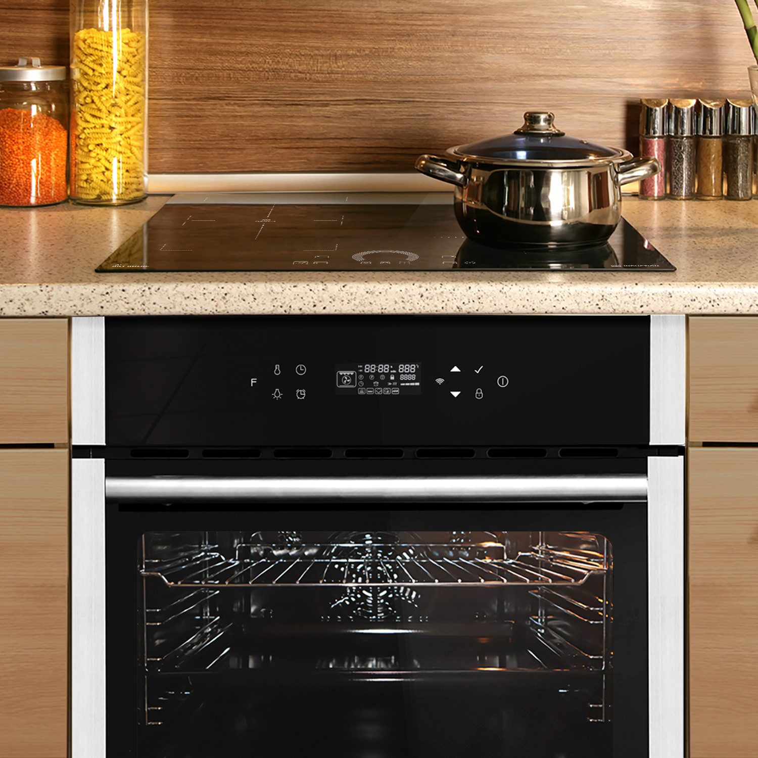 KKT KOLBE Backofen-Set Backofen und Induktionskochfeld SET8313HCIH592FZ, mit Teleskopauszug, DampfClean, Kochmulde / Herdset / Heißluft / Einbaubackofen / WIFI