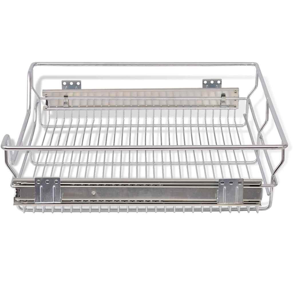 vidaXL Küchenregal Einbauschublade Korbauszug 2 Stk. Silbern 600 mm, 2-tlg., 2x Einbauschublade 60cm Teleskopschublade Korbauszug Küchenschrank – Bild 5 von 5