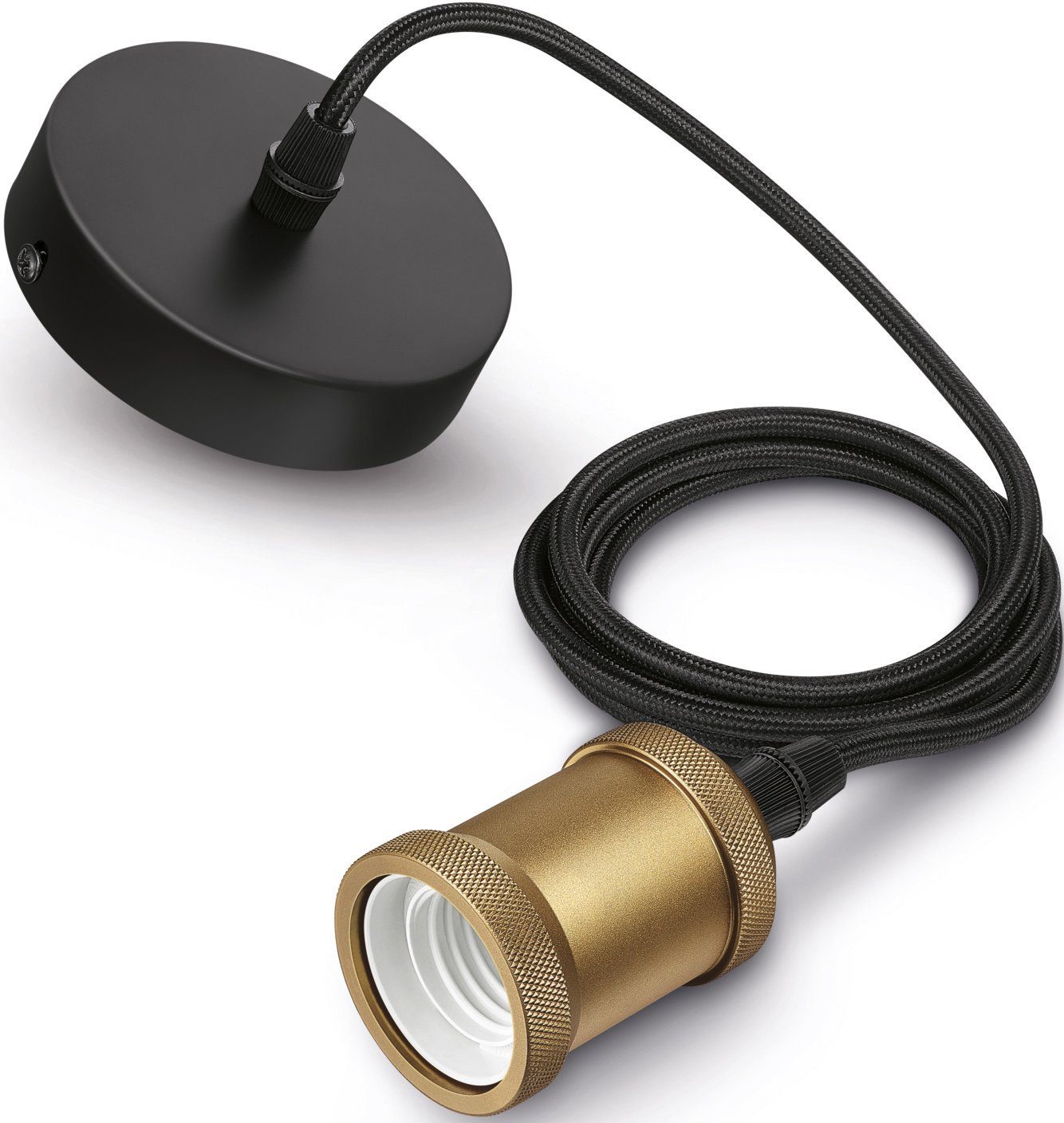 Philips Pendelleuchte Vintage Schnurpendel, LED wechselbar, E27 Gold/Schwarz | Pendelleuchten