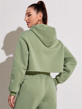 AFAZ New Trading UG Abendkleid Kurzes, bauchfreies Damen-Sweatshirt mit langen Ärmeln und Kapuze