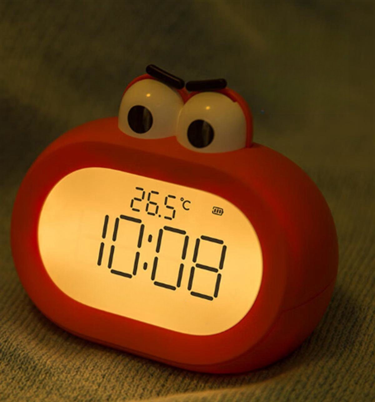 Temperaturanzeige LED-Nachtlicht-Wecker Kinder-Cartoon-Wecker, Rot carefully Wecker mit selected