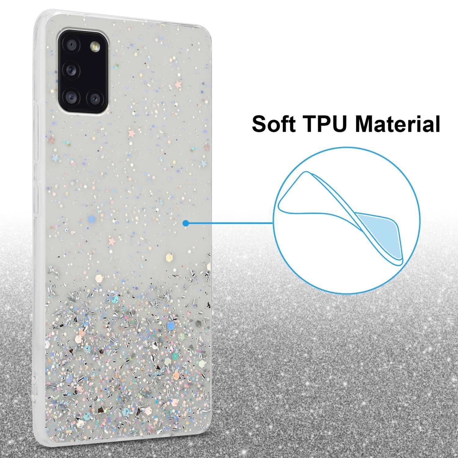 Cadorabo Handyhülle für Samsung Galaxy A31 Hülle Samsung Galaxy A31, Flexible TPU Silikon Handy Schutzhülle - Hülle - mit Glitzer