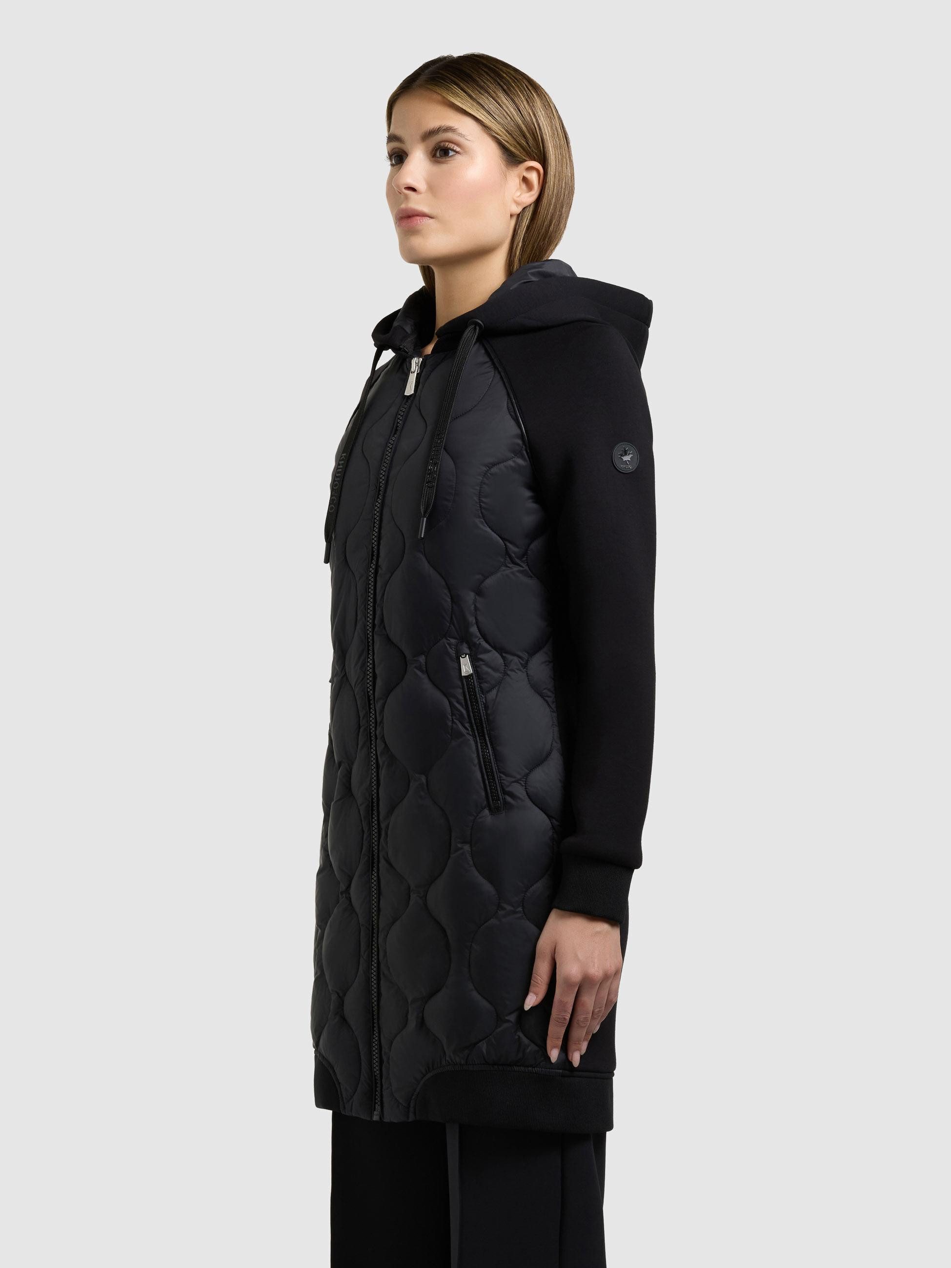 khujo Kurzmantel Nora Materialmix-Mantel mit abnehmbarer kapuze