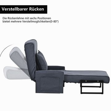 BlingBin Sessel Schlafsessel Liegestuhl (1-St., 3-in-1-Indoor-Liegen, 180CM lang), klappbarer Sofasessel mit Kissen, Mit zwei Seitentaschen
