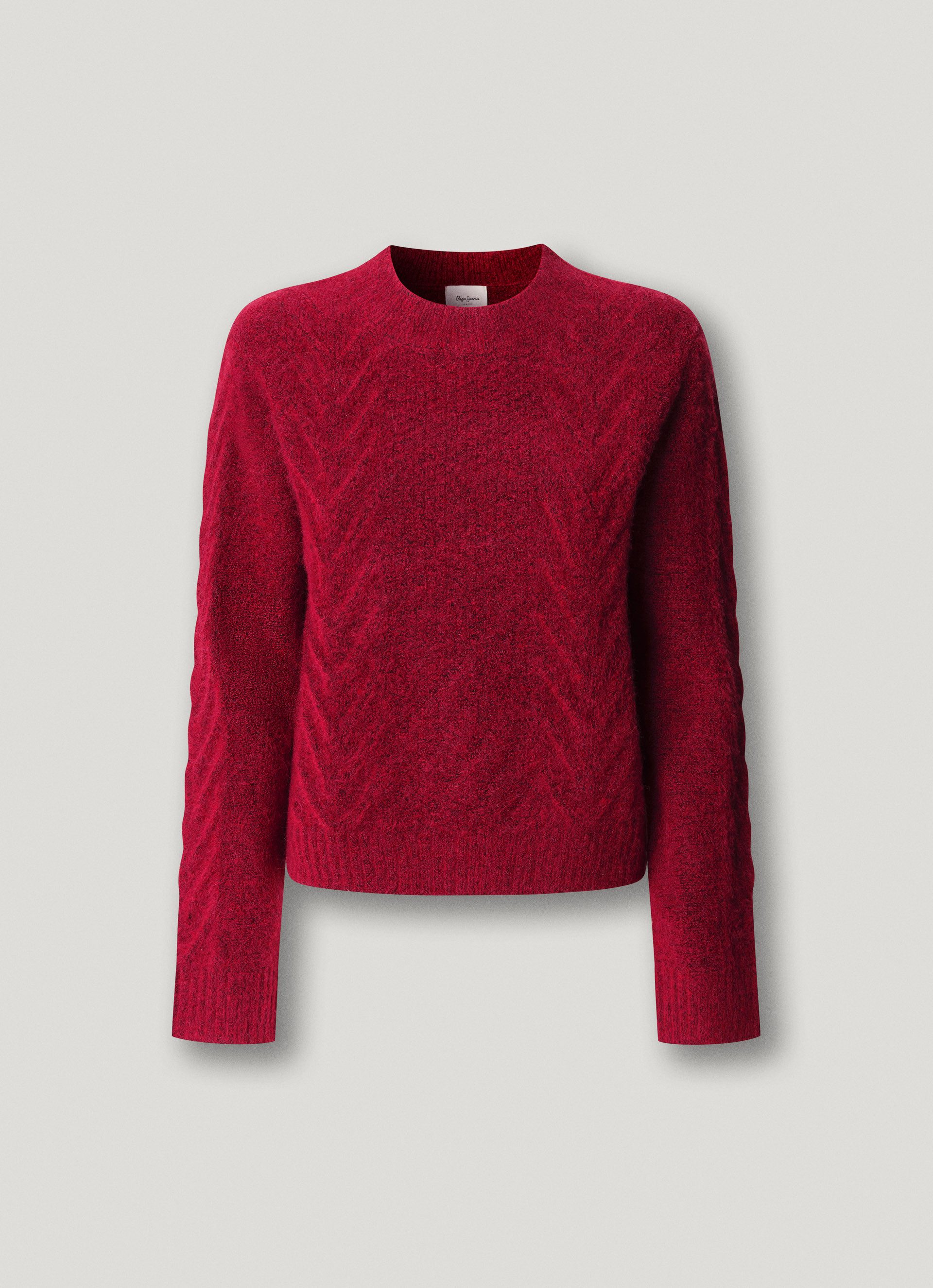 Pepe Jeans Strickpullover mit Zopfmuster und Woll-Anteil