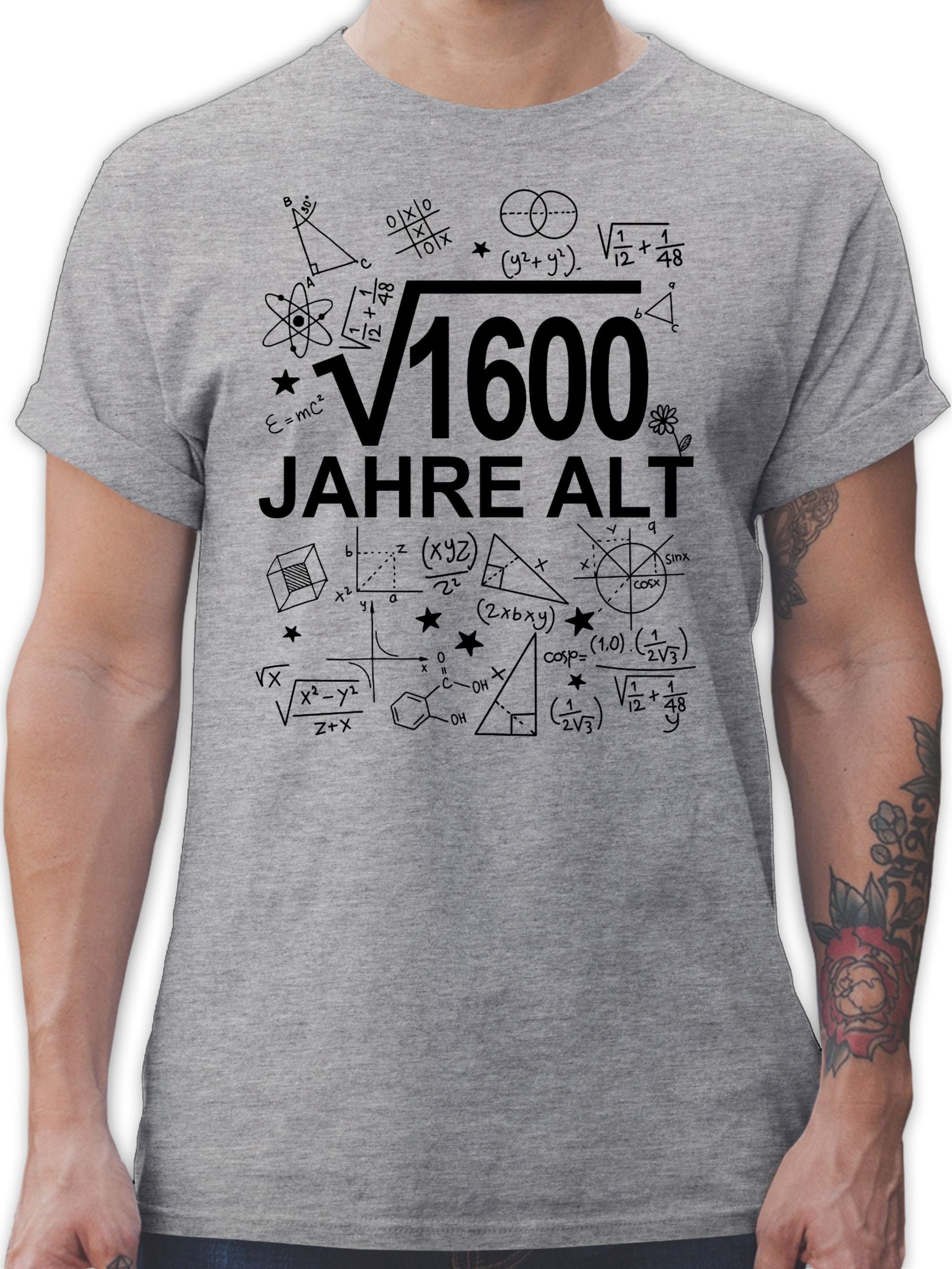 3 (Wurzel T-Shirt Vierzig 40. alt Geburtstag meliert Shirtracer 1600) schwarz Grau Jahre