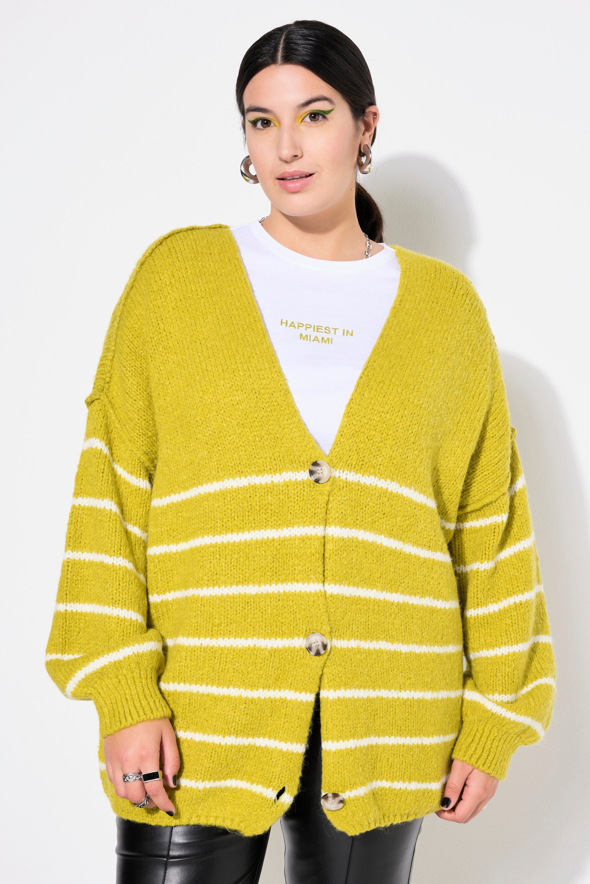 Strickjacke Strickjacke oversized Bretonstreifen Langarm