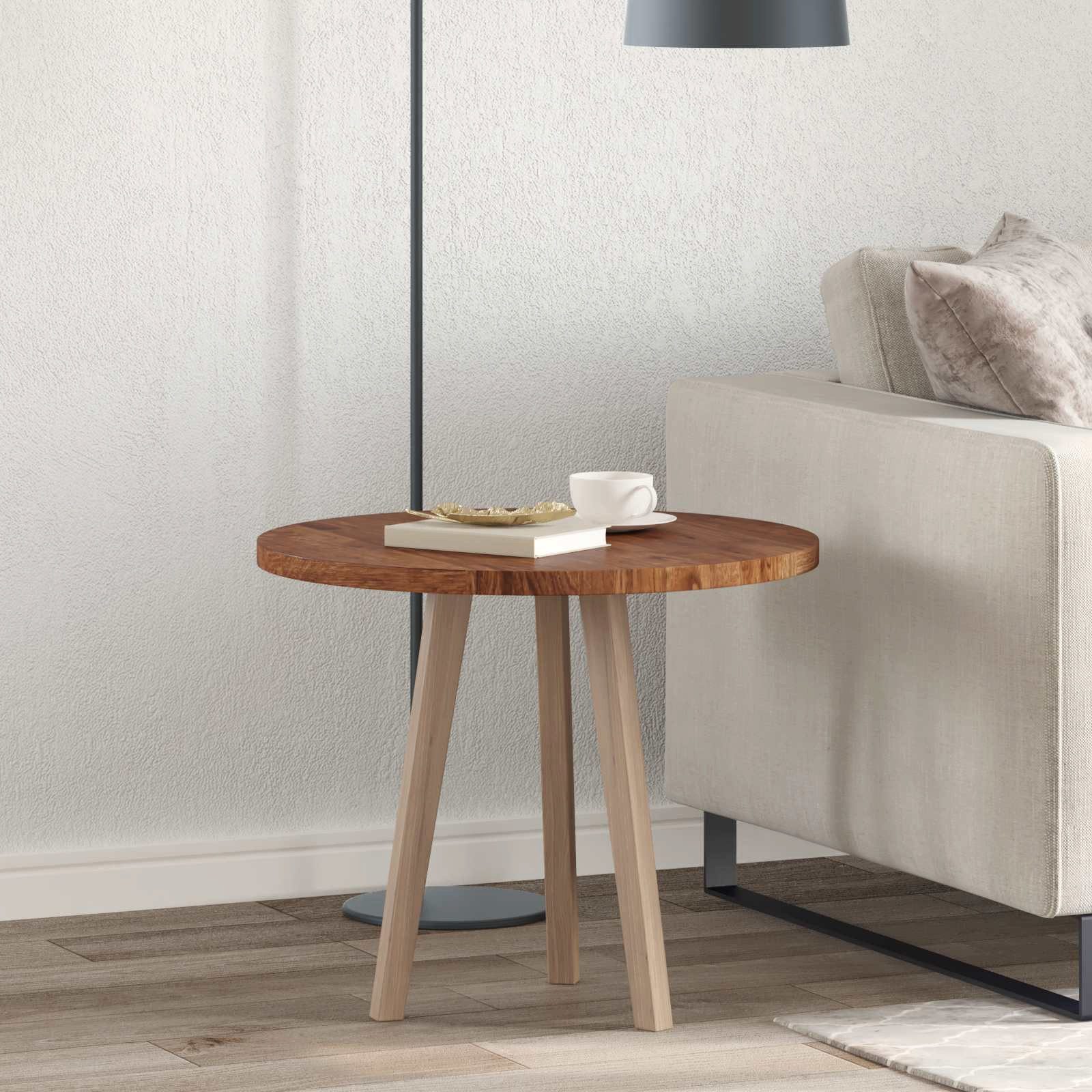 vidaXL Tischplatte Tischplatte Ø 60 x 2,5 cm Rund Massivholz Eiche Hellbraun (1 St)