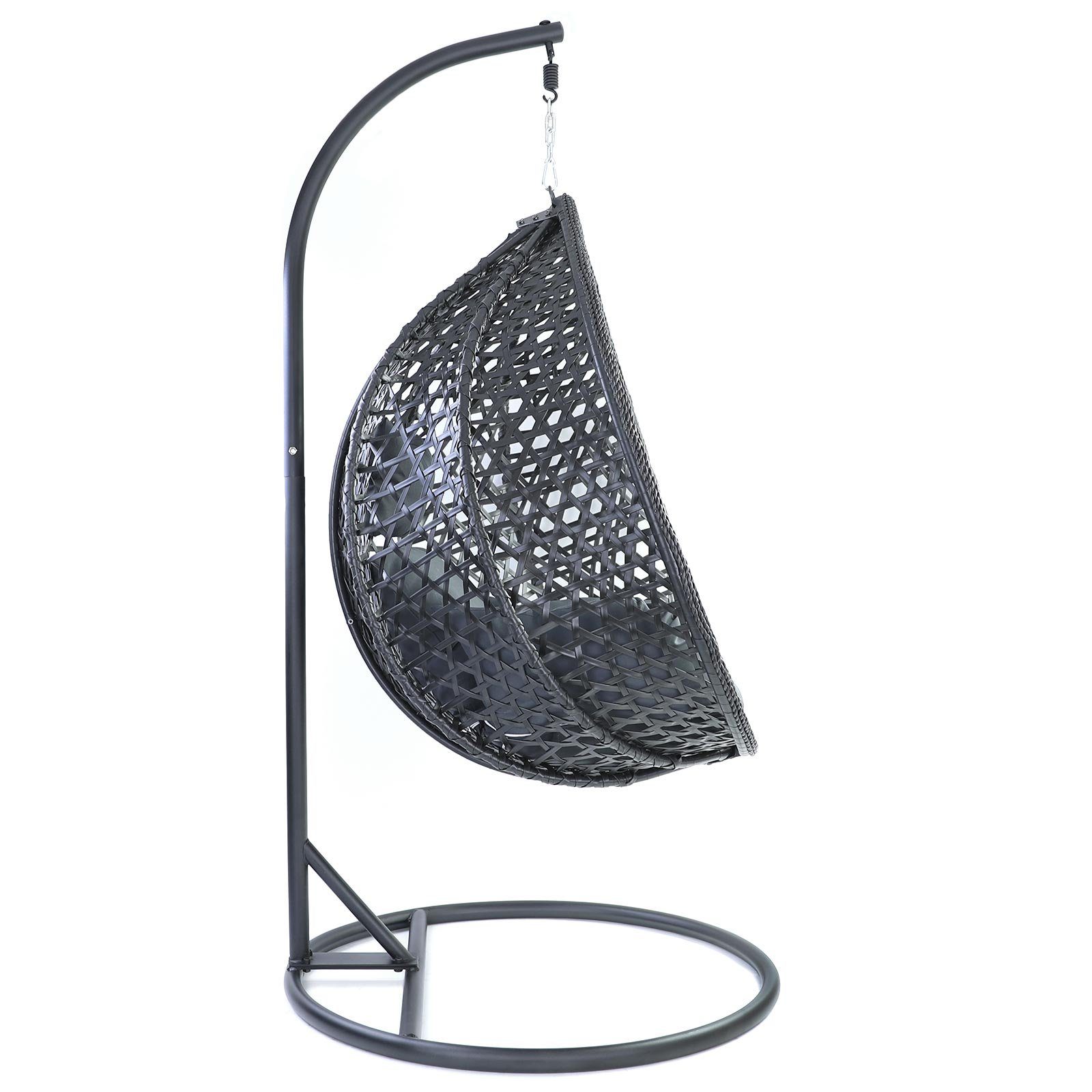 RAMROXX Hängesessel Luxus Hängesessel Style XXL Korb Gestell Schwarz mit Ki günstig online kaufen